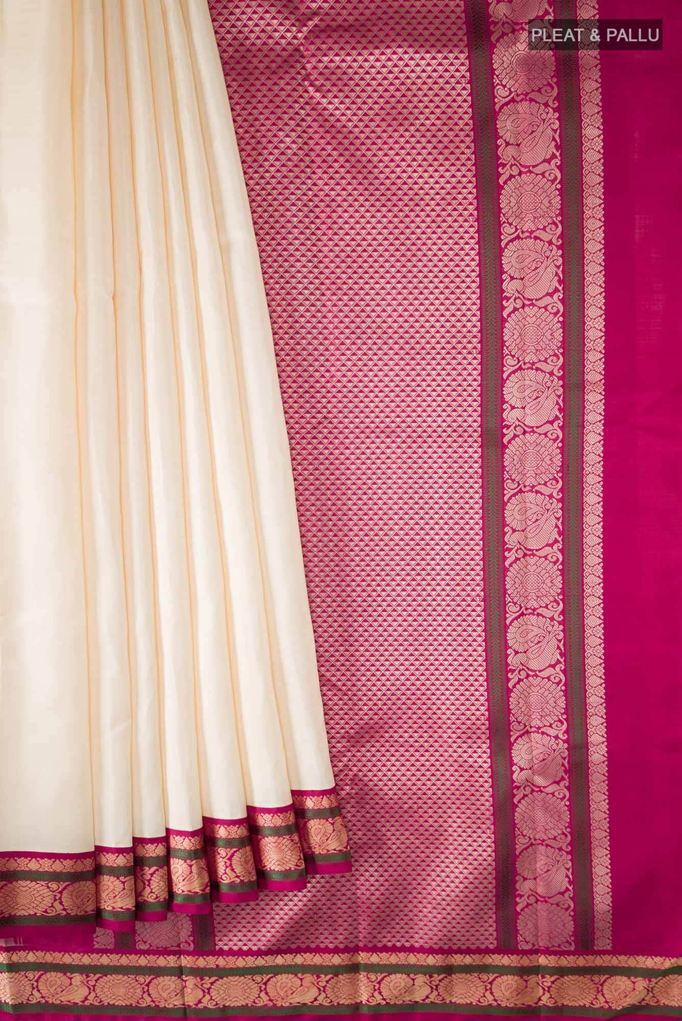 Cream Kanchipuram Silk Saree