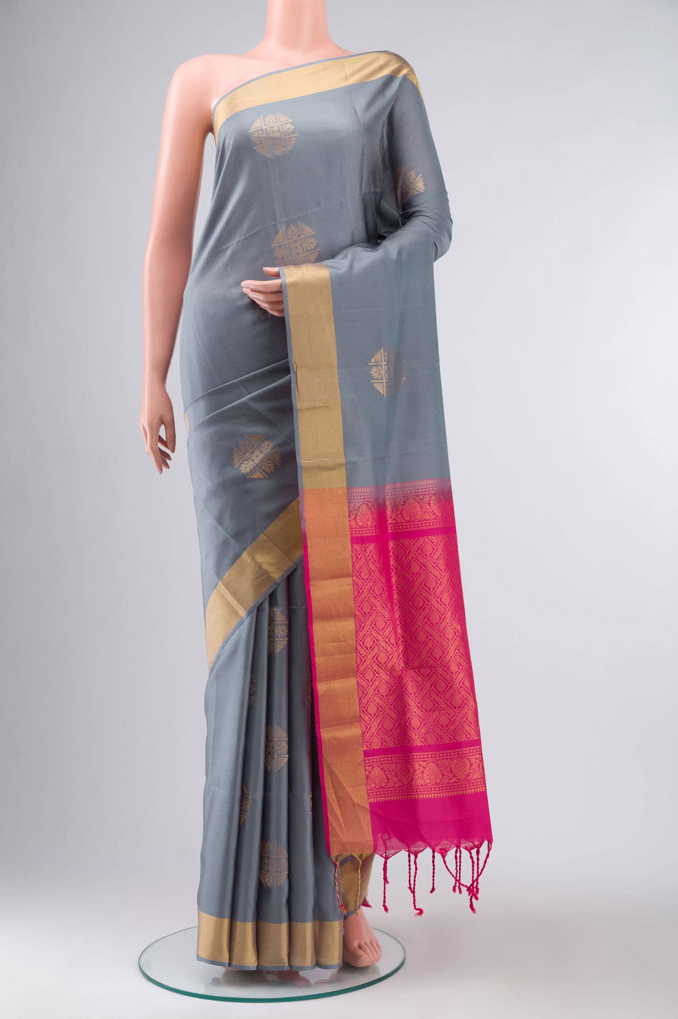 Grey Soft Silk Saree