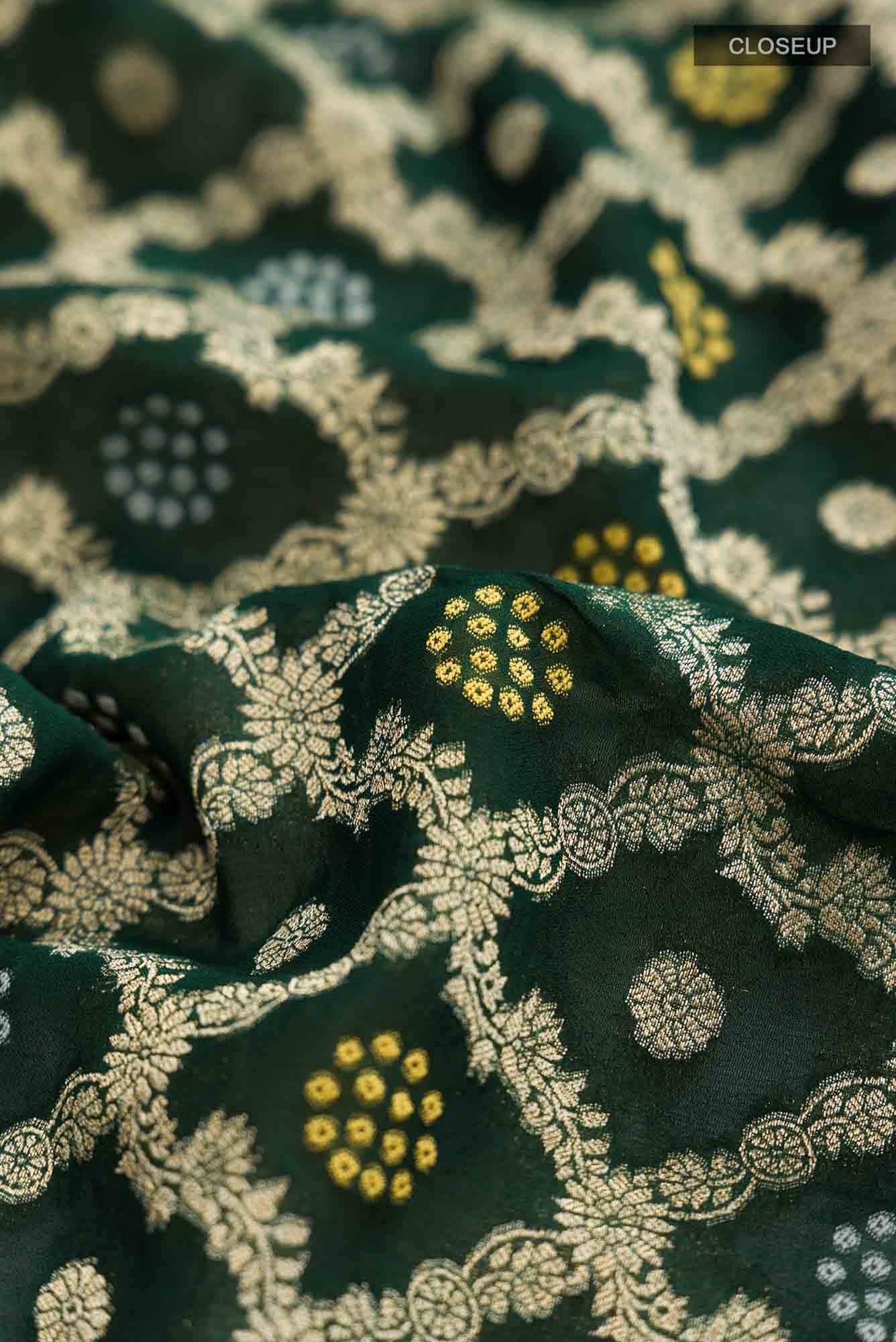 Green Blended Banarasi Georgette Saree