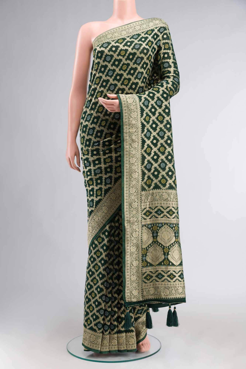 Green Blended Banarasi Georgette Saree