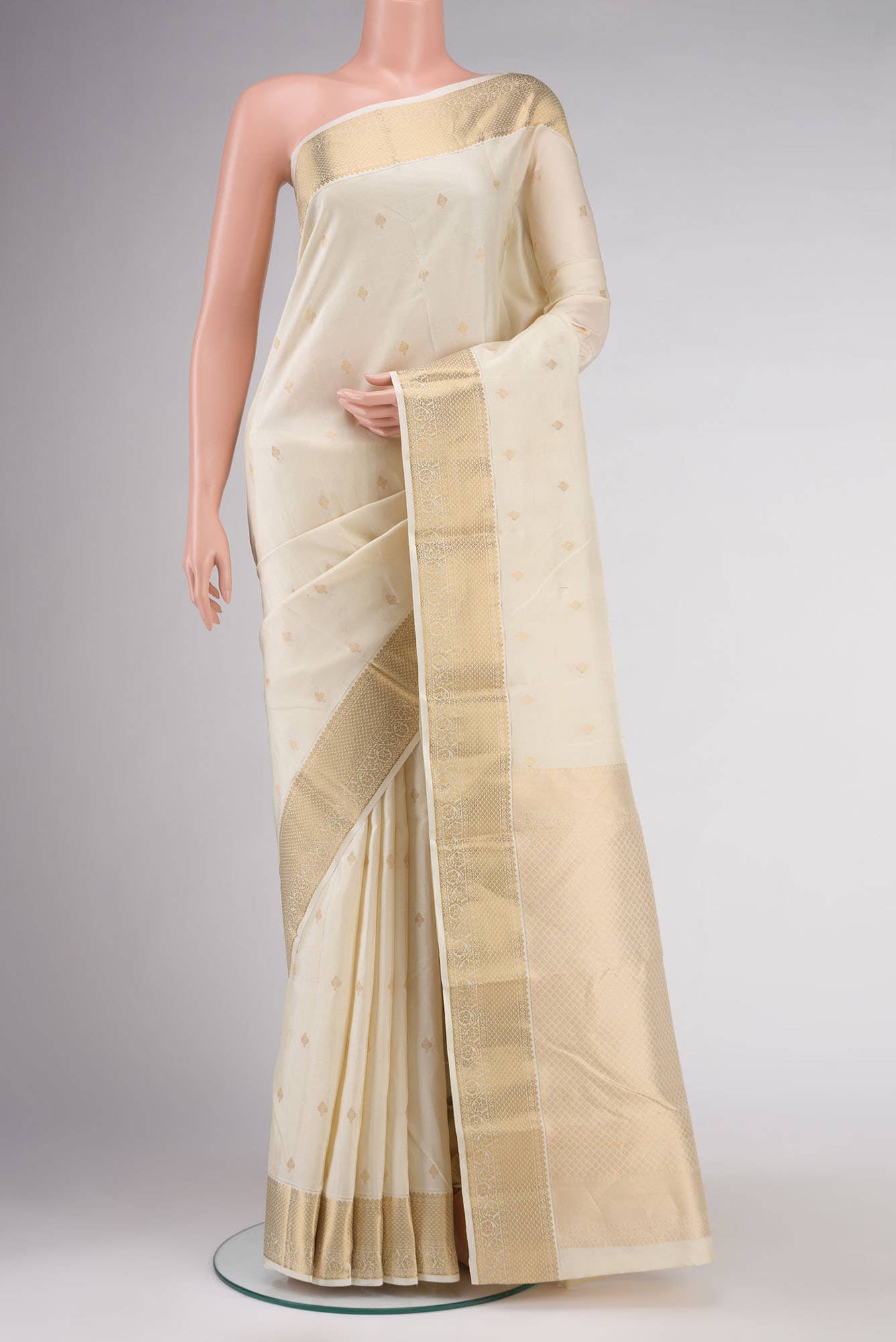 Cream Kanchipuram Silk Saree