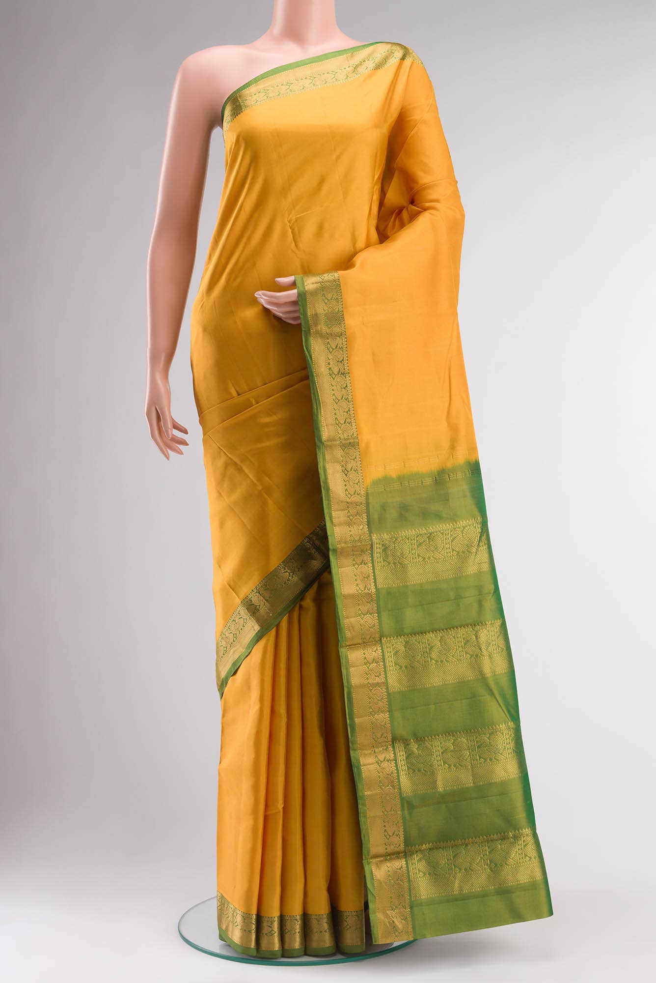 Yellow Kanchipuram Silk Saree
