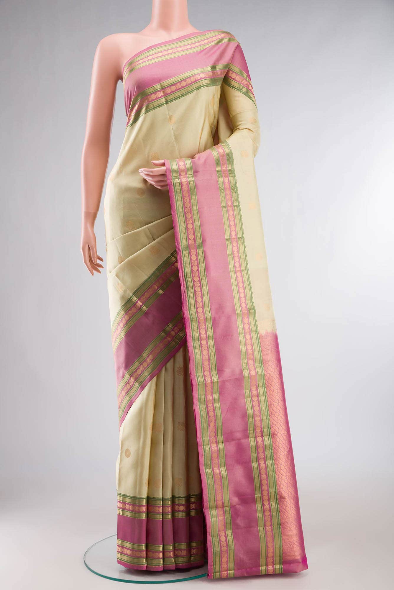 Beige Kanchipuram Silk Saree