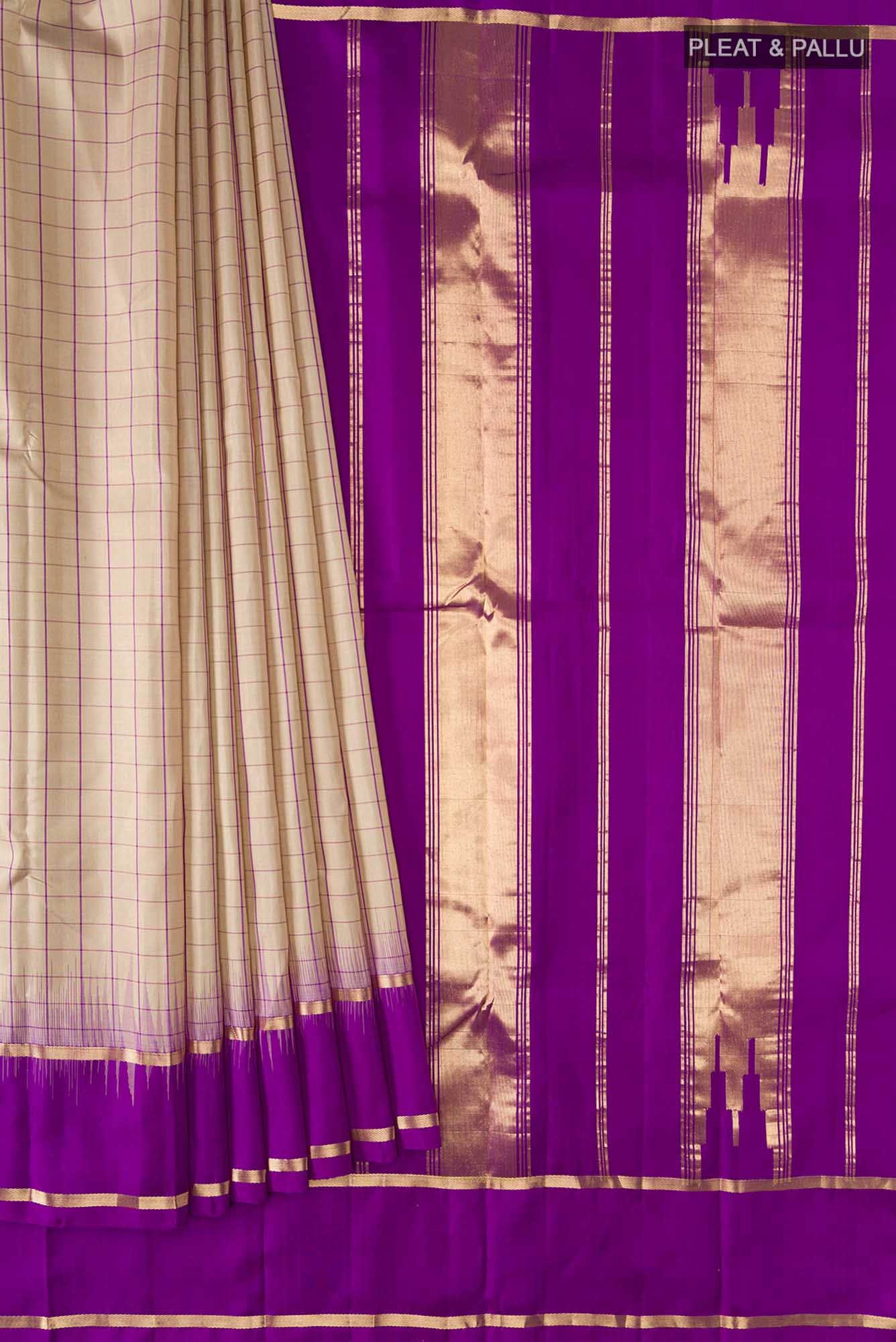 Beige Kanchipuram Silk Saree