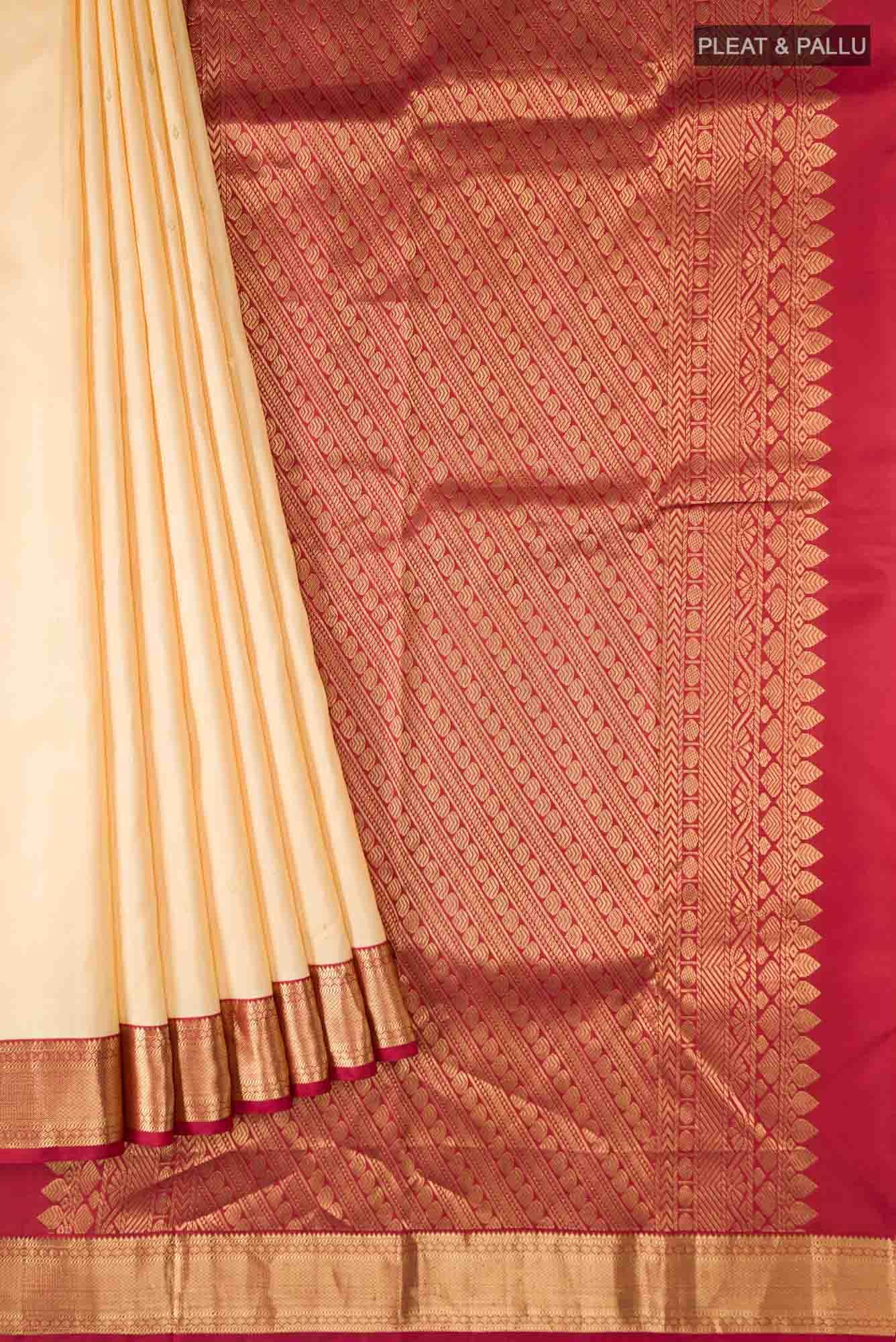 Cream Kanchipuram Silk Saree