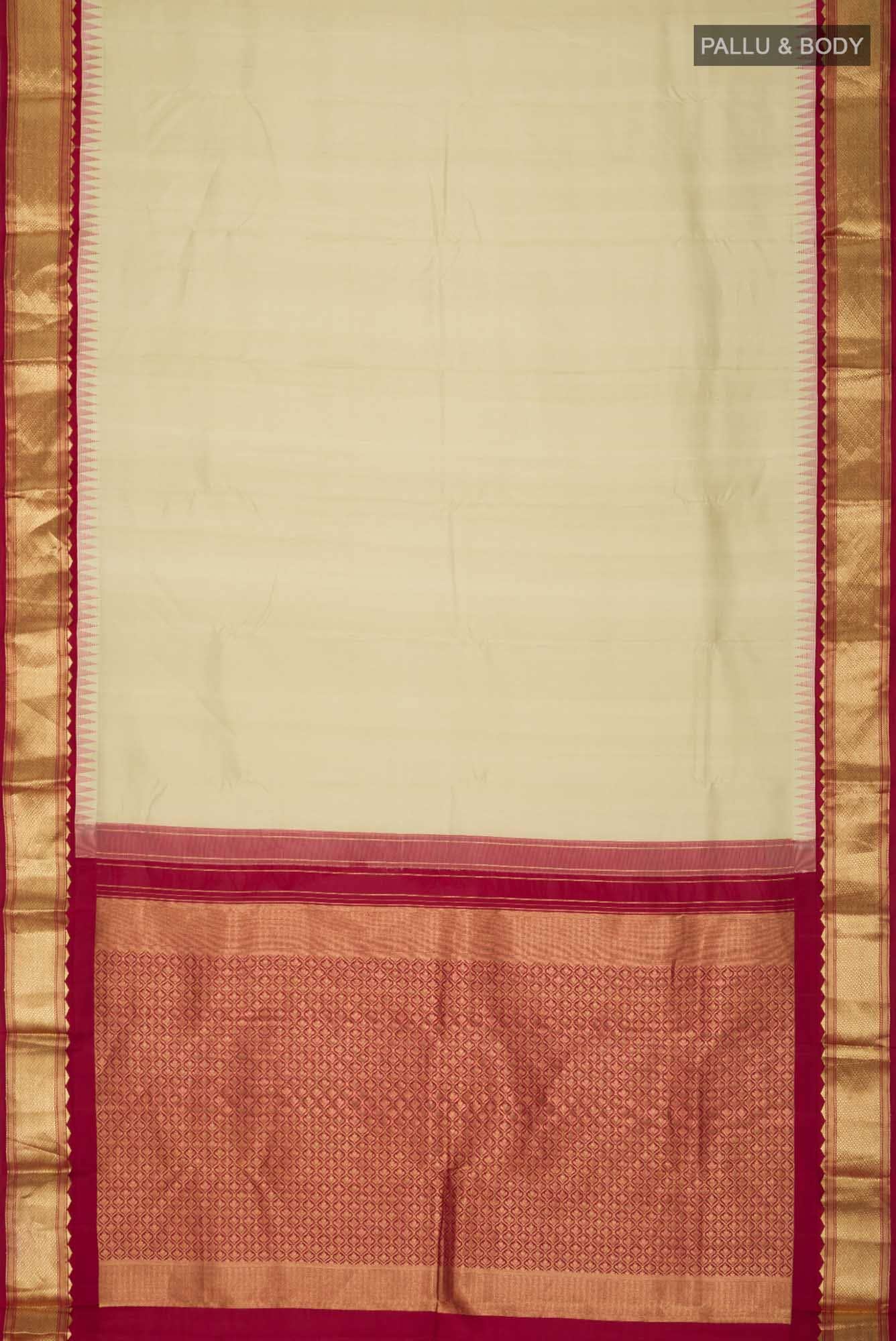 Beige Kanchipuram Silk Saree