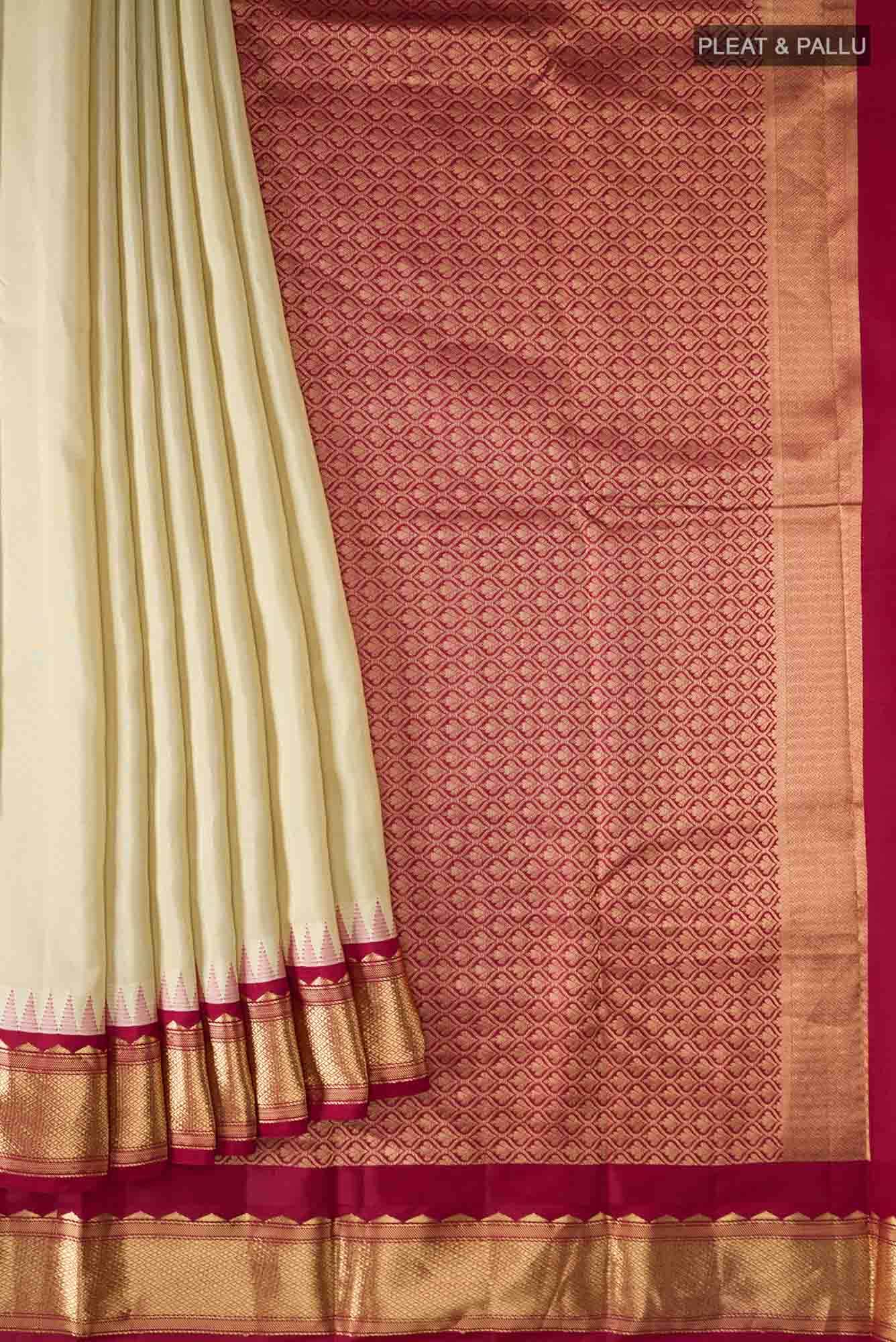 Beige Kanchipuram Silk Saree
