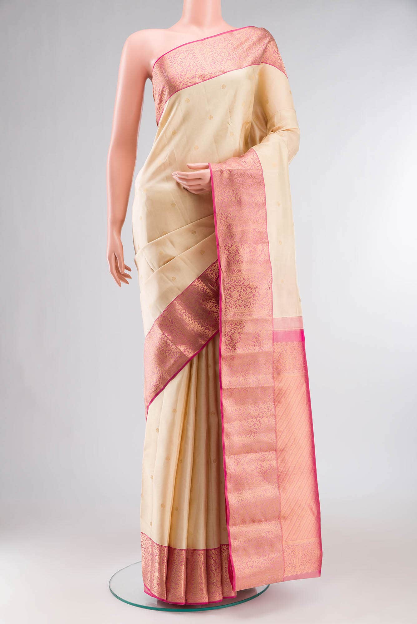 Beige Kanchipuram Silk Saree