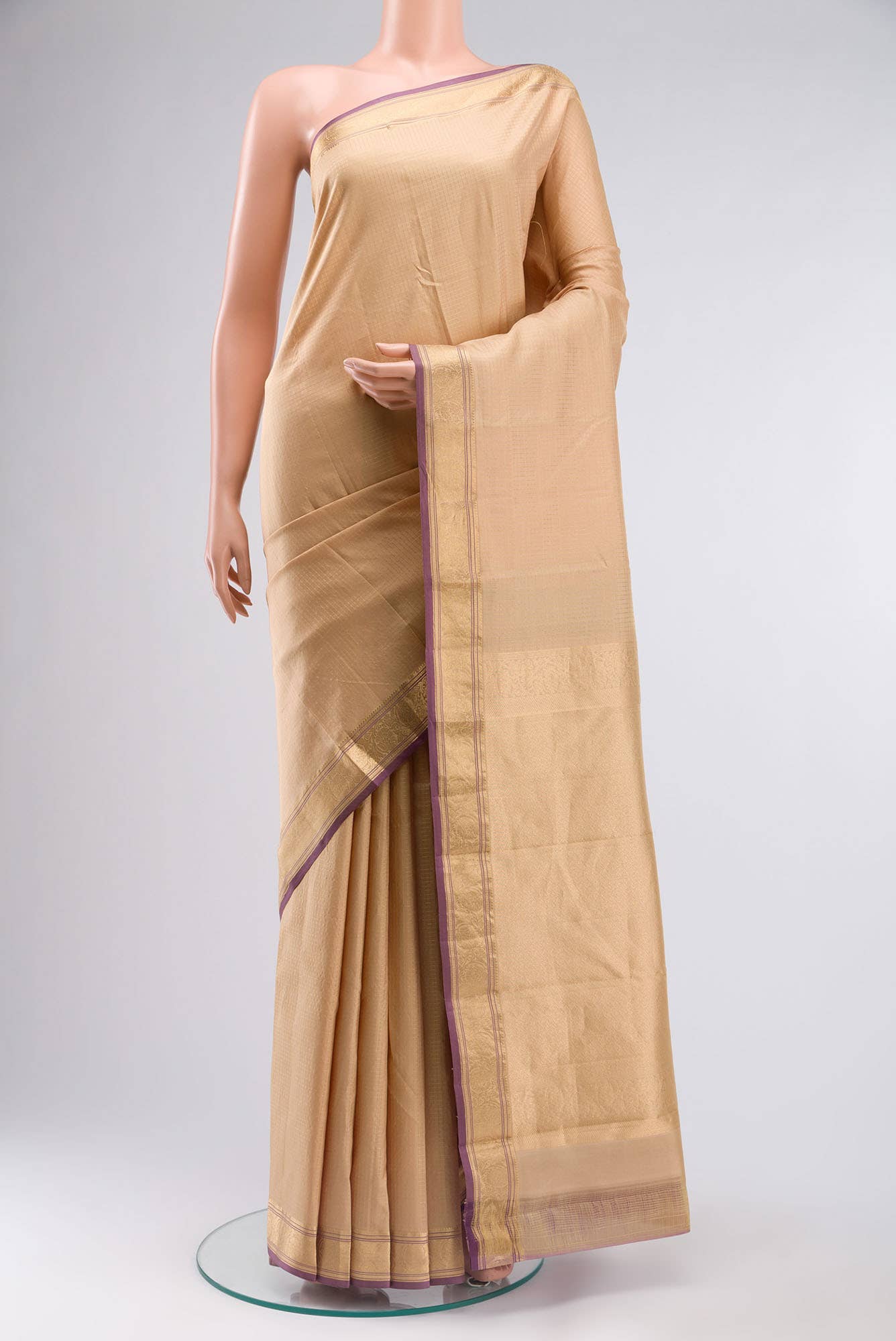 Beige Kanchipuram Silk Saree