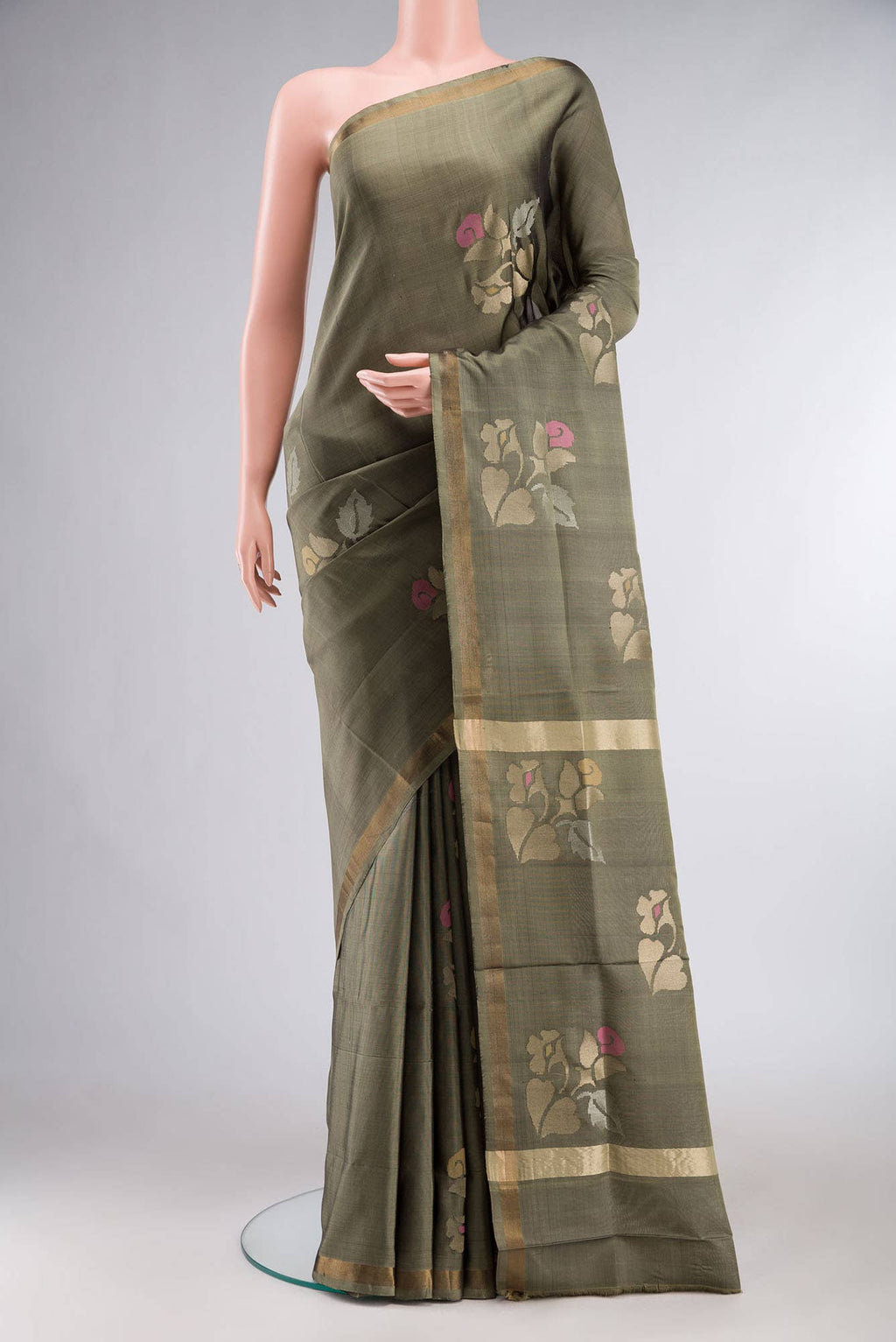 Grey Uppada Silk Saree