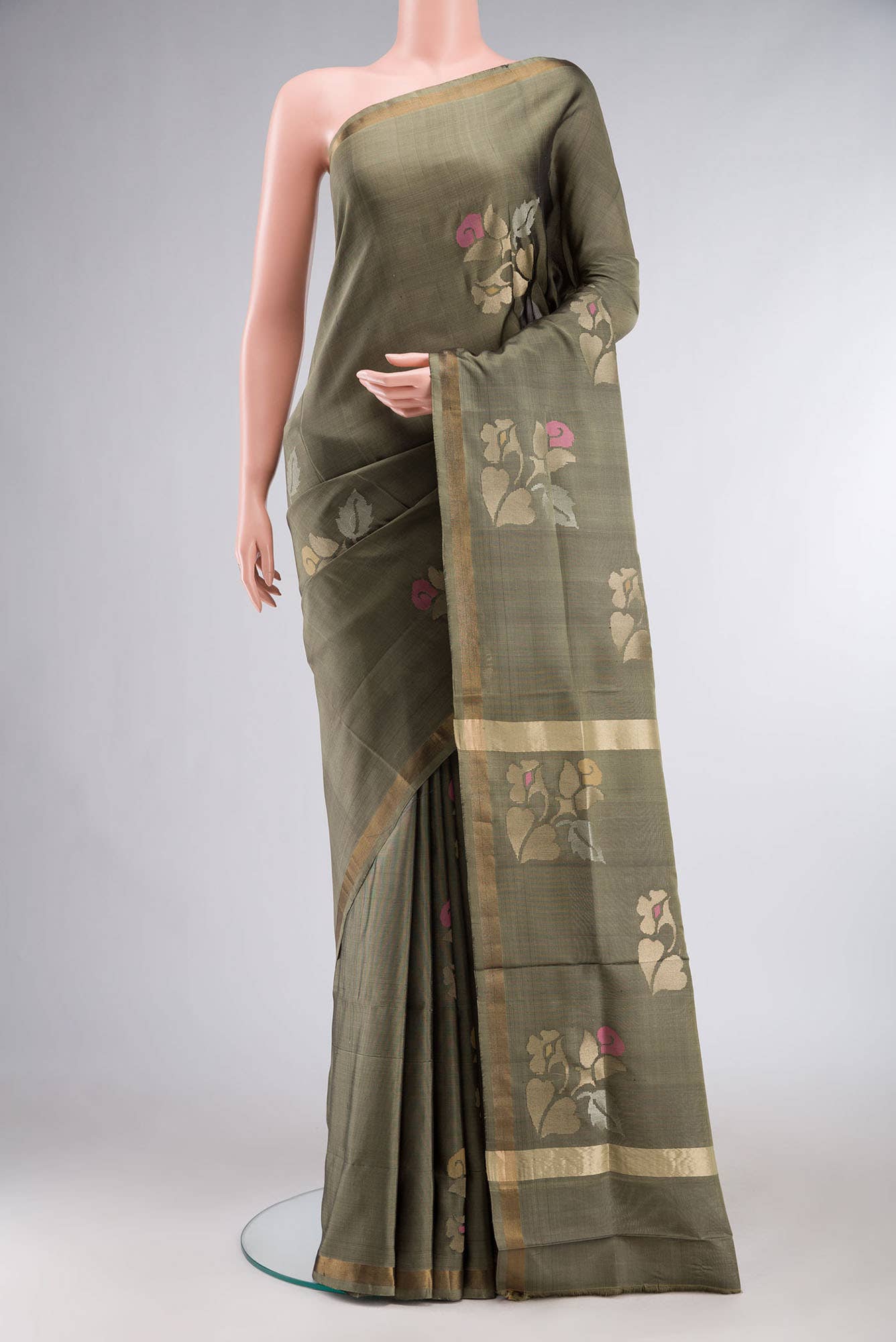 Grey Uppada Silk Saree
