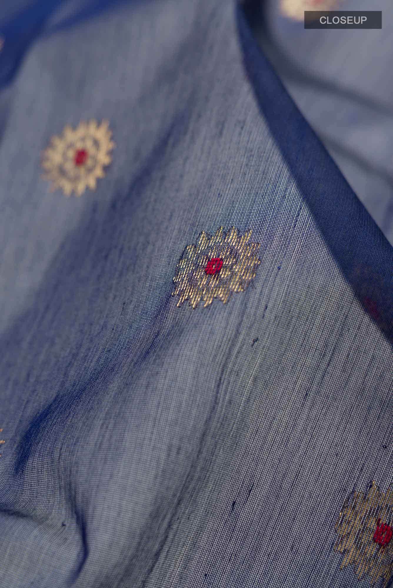 Navy Blue Chanderi Silk Cotton Saree