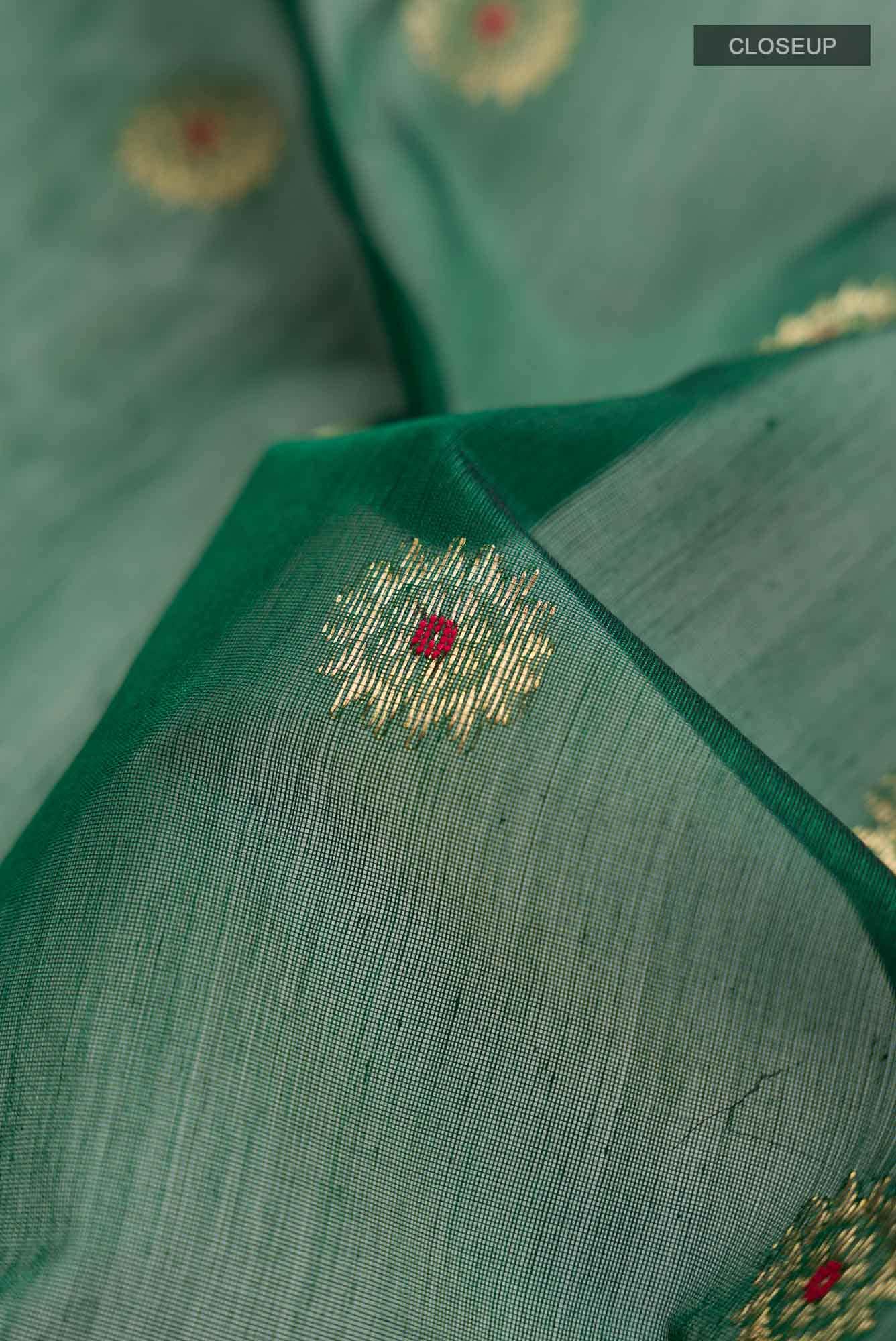 Green Chanderi Silk Cotton Saree