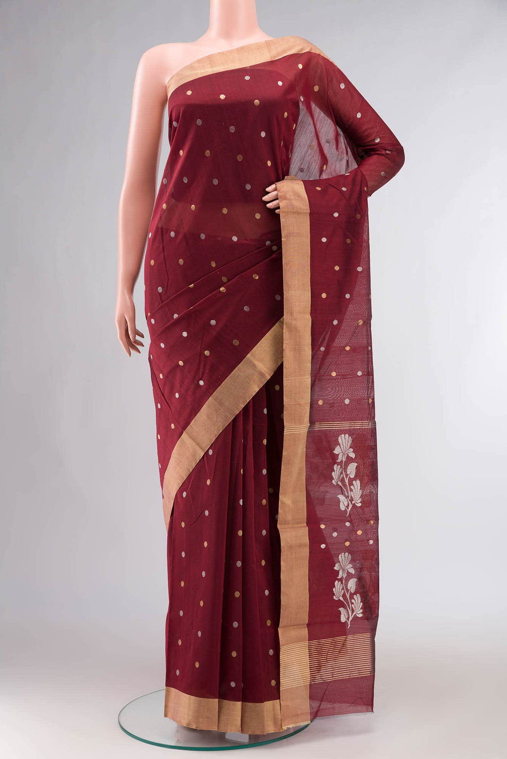 Maroon Chanderi Silk Cotton Saree