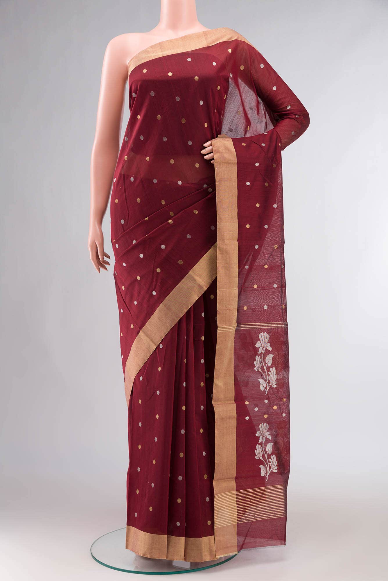 Maroon Chanderi Silk Cotton Saree