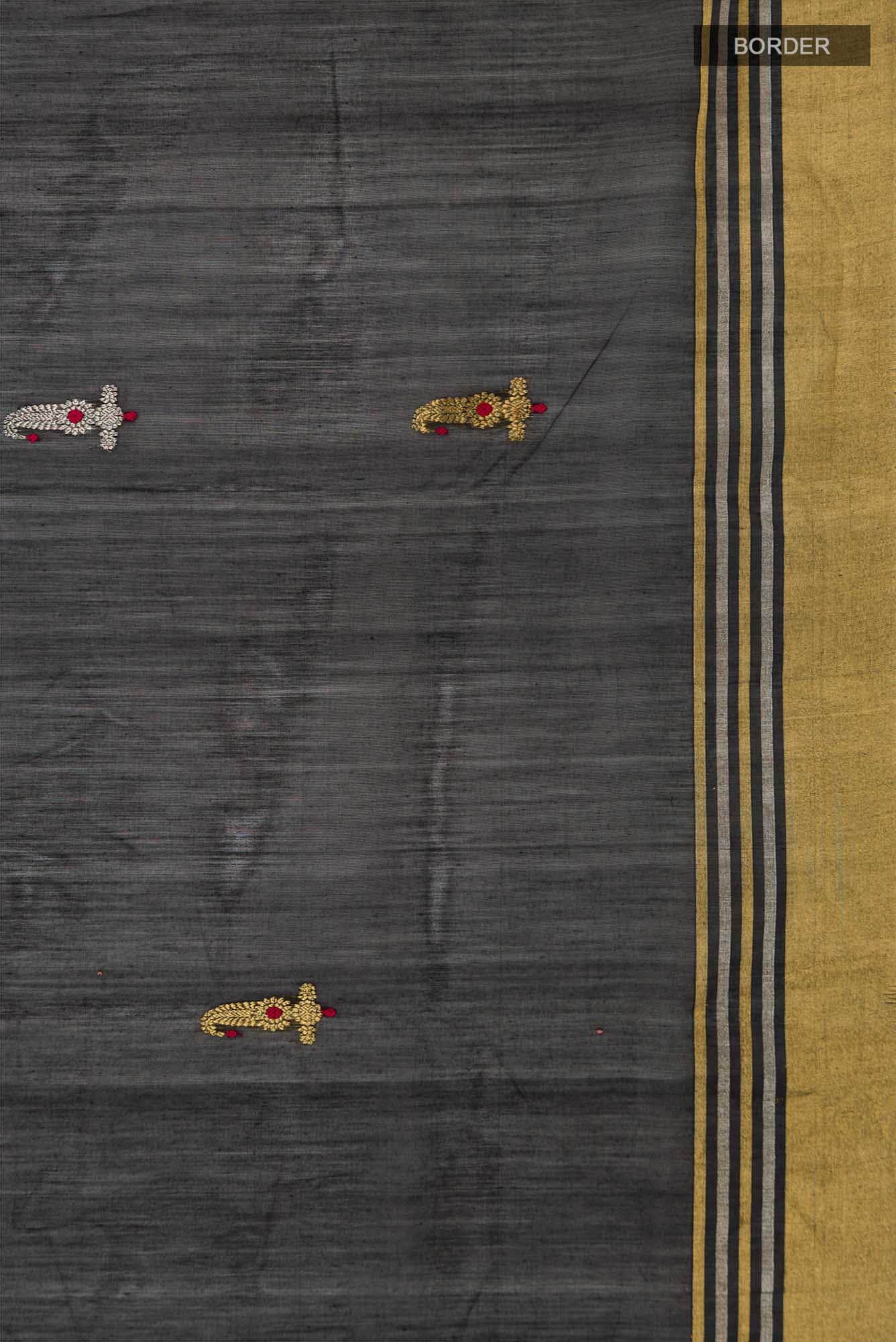 Black Chanderi Silk Cotton Saree