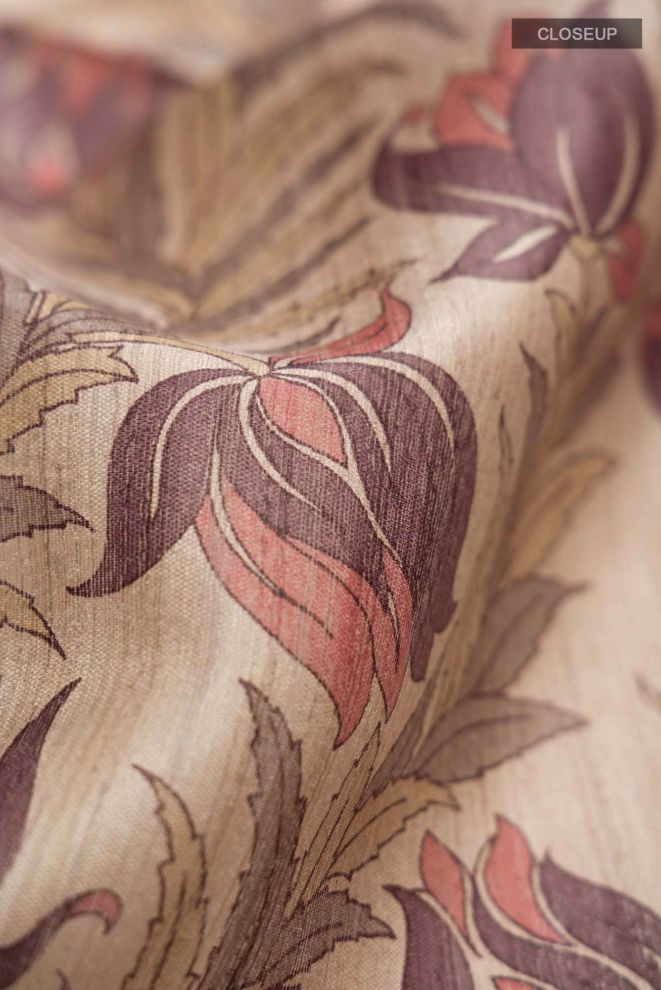 Beige Bhagalpuri Tussar Silk Saree