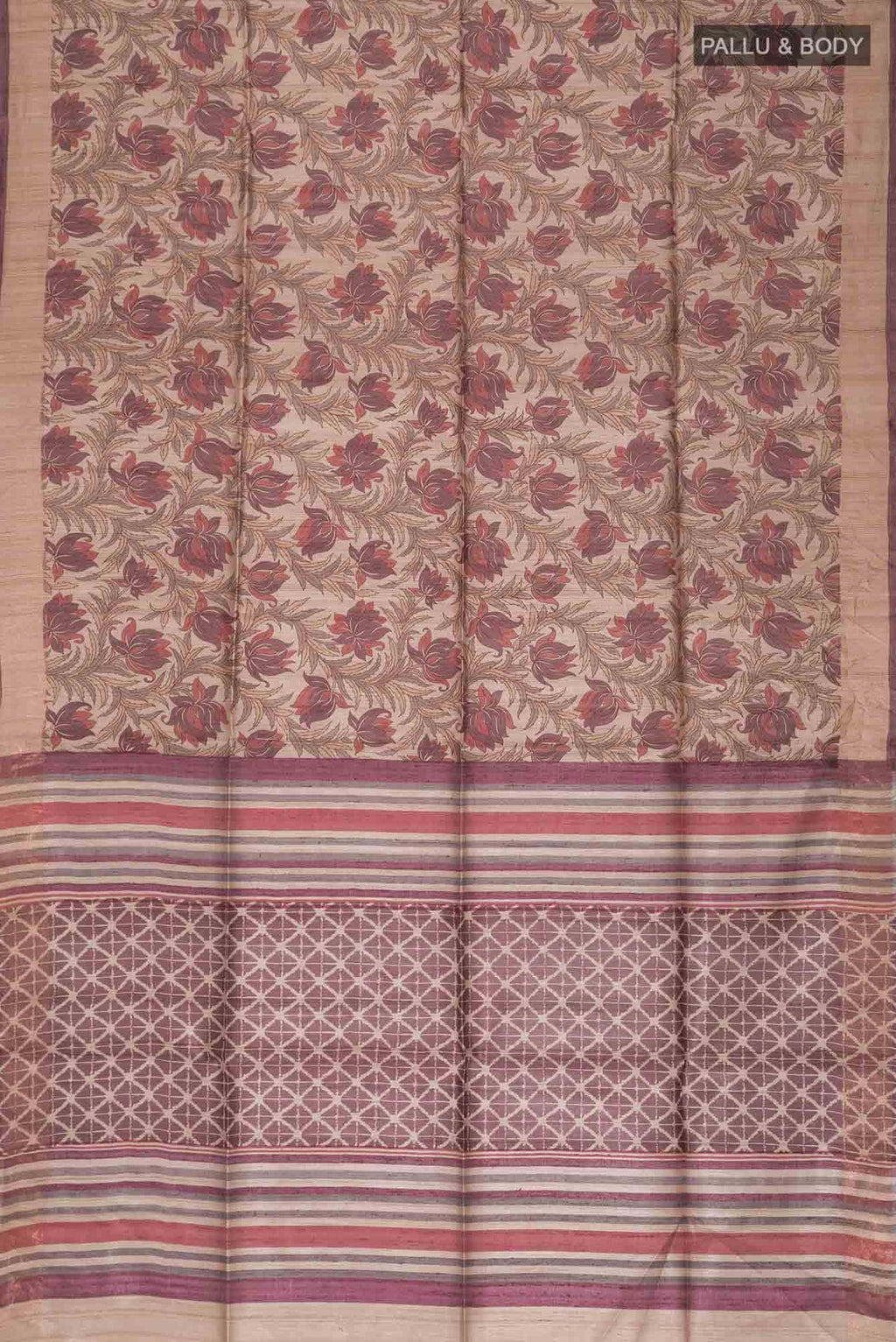 Beige Bhagalpuri Tussar Silk Saree