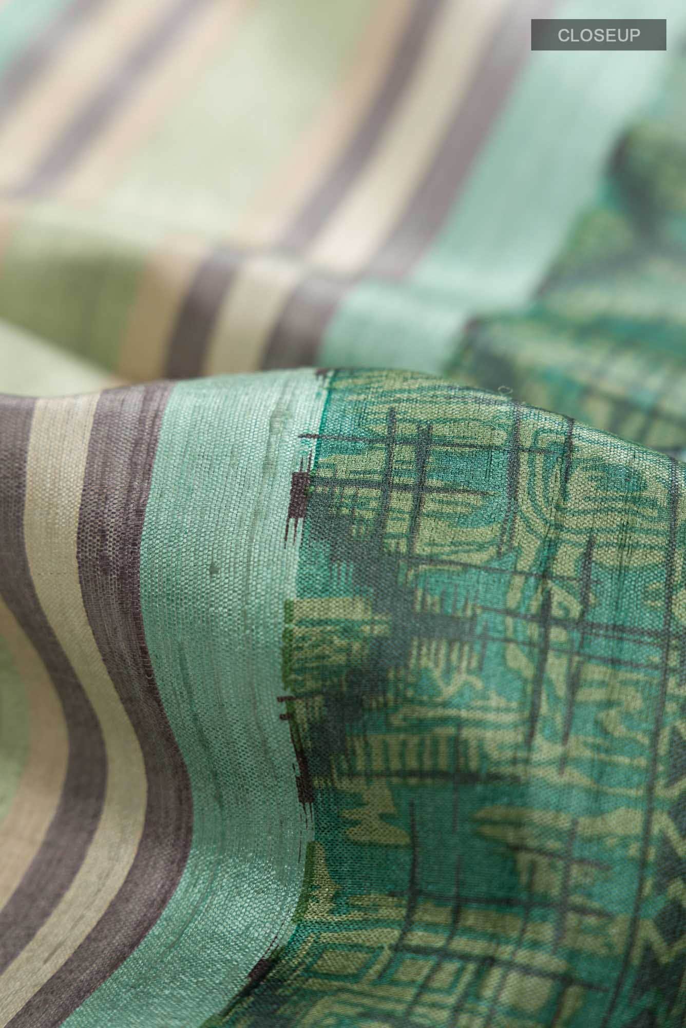 Green Bhagalpuri Tussar Silk Saree