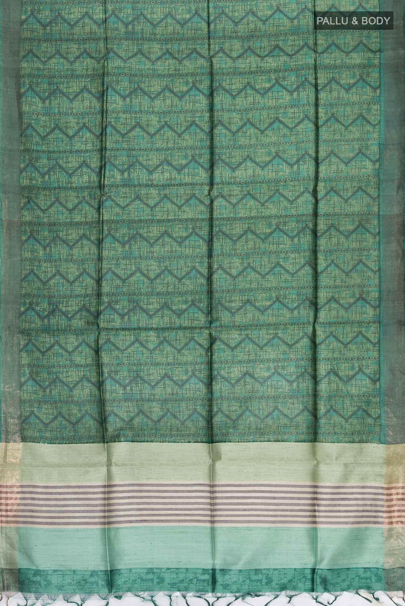 Green Bhagalpuri Tussar Silk Saree