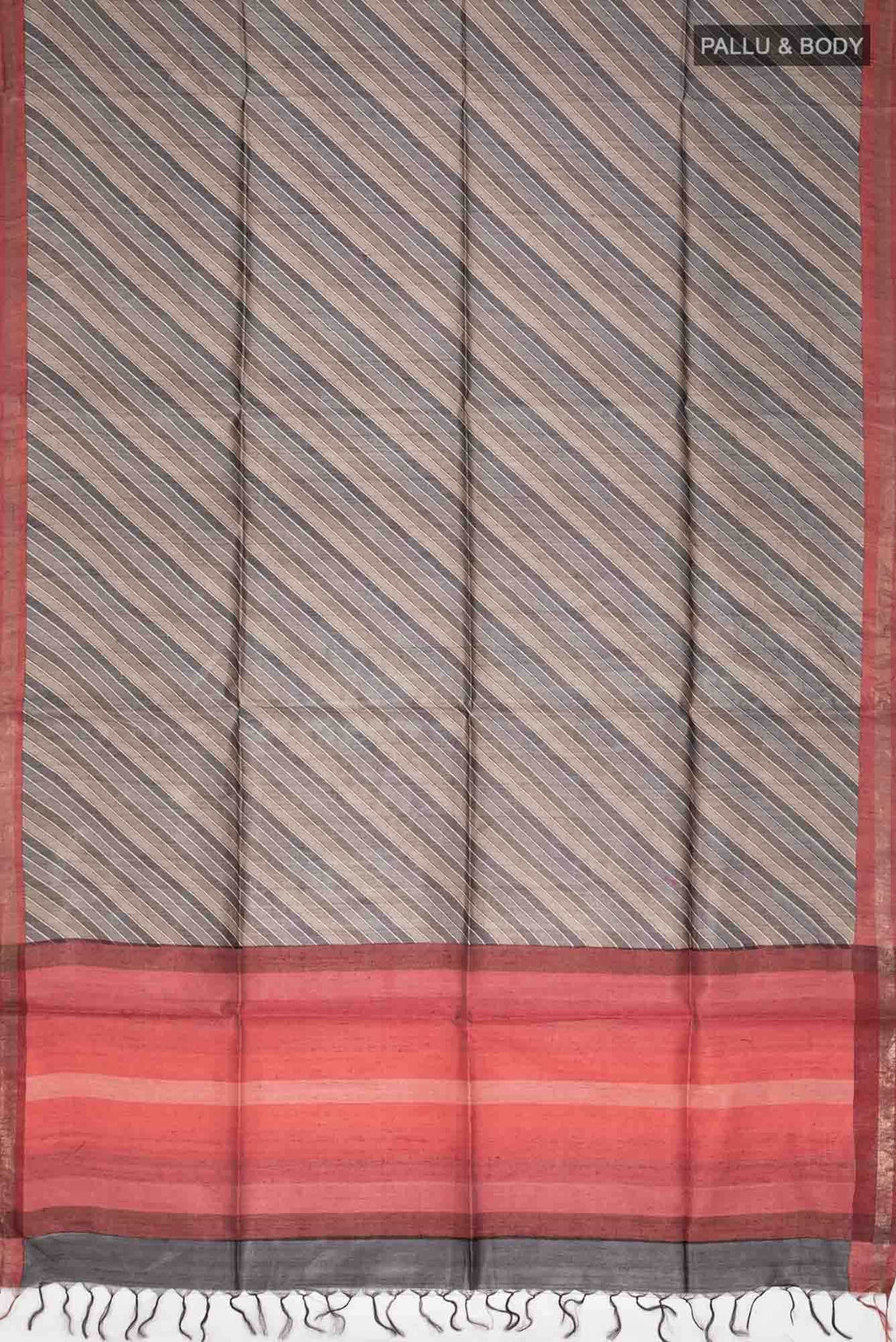 Grey Bhagalpuri Tussar Silk Saree