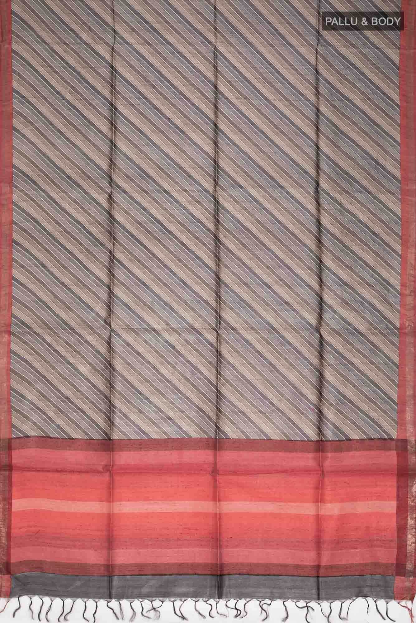 Grey Bhagalpuri Tussar Silk Saree