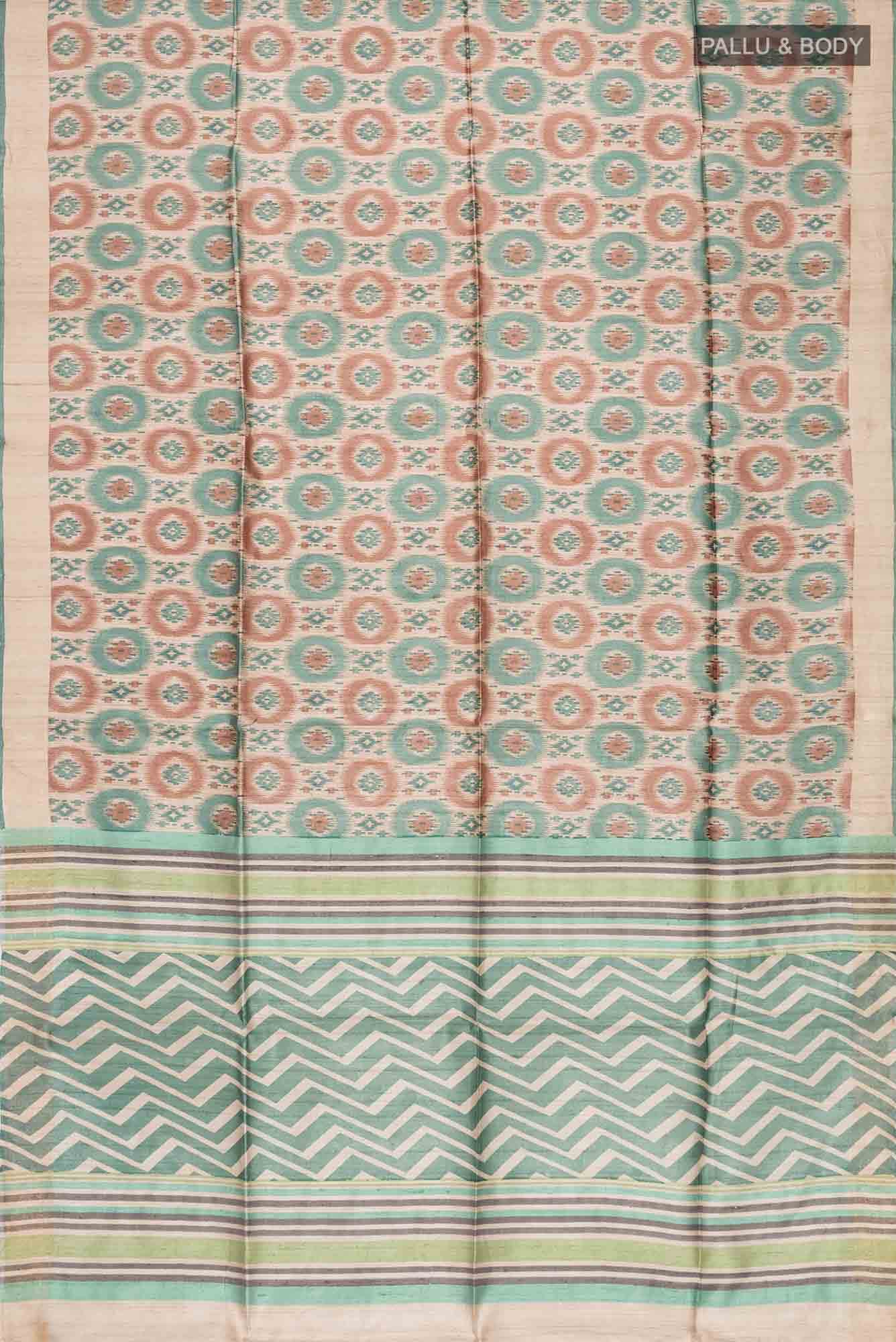 Beige Bhagalpuri Tussar Silk Saree