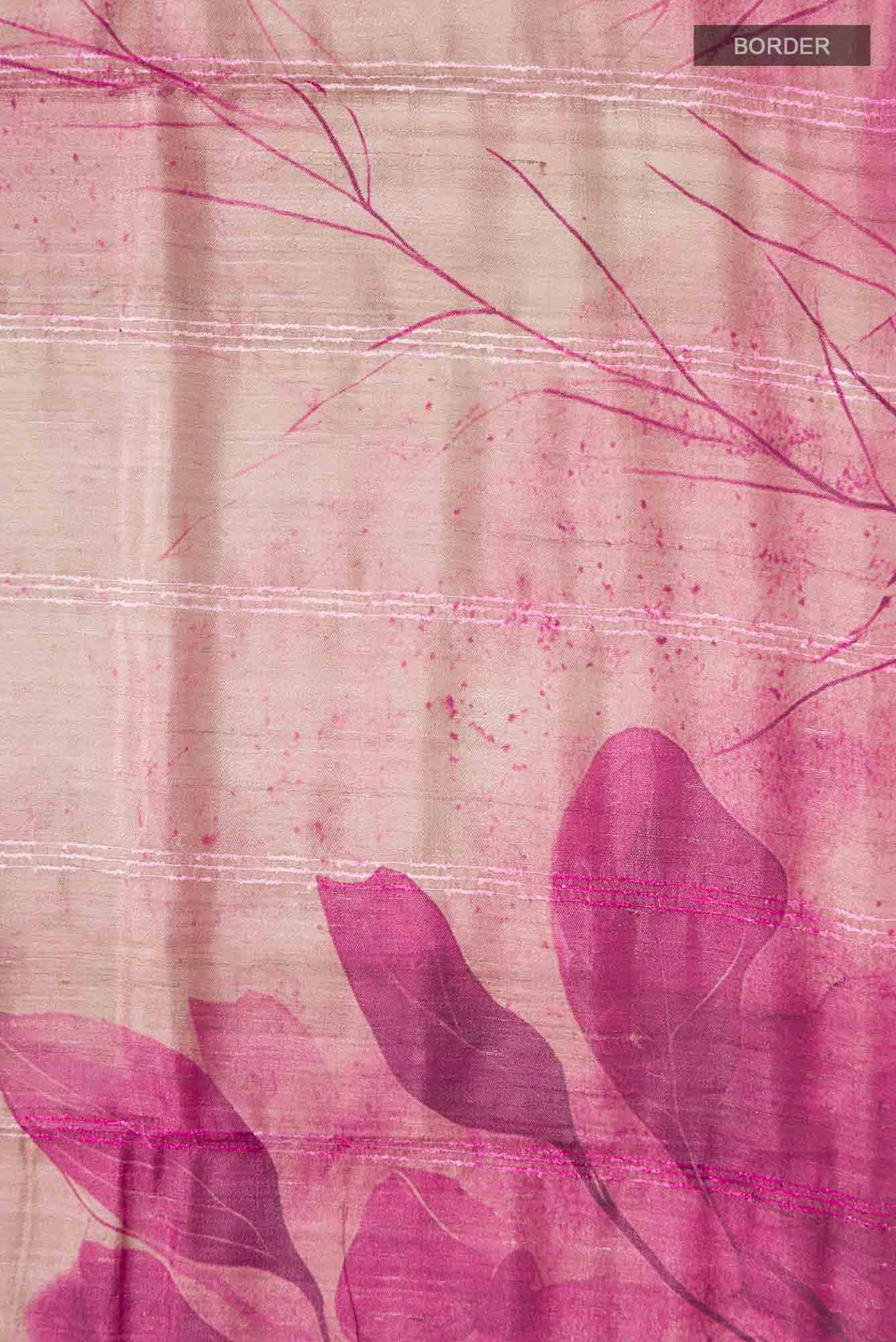 Beige Tussar Silk Saree