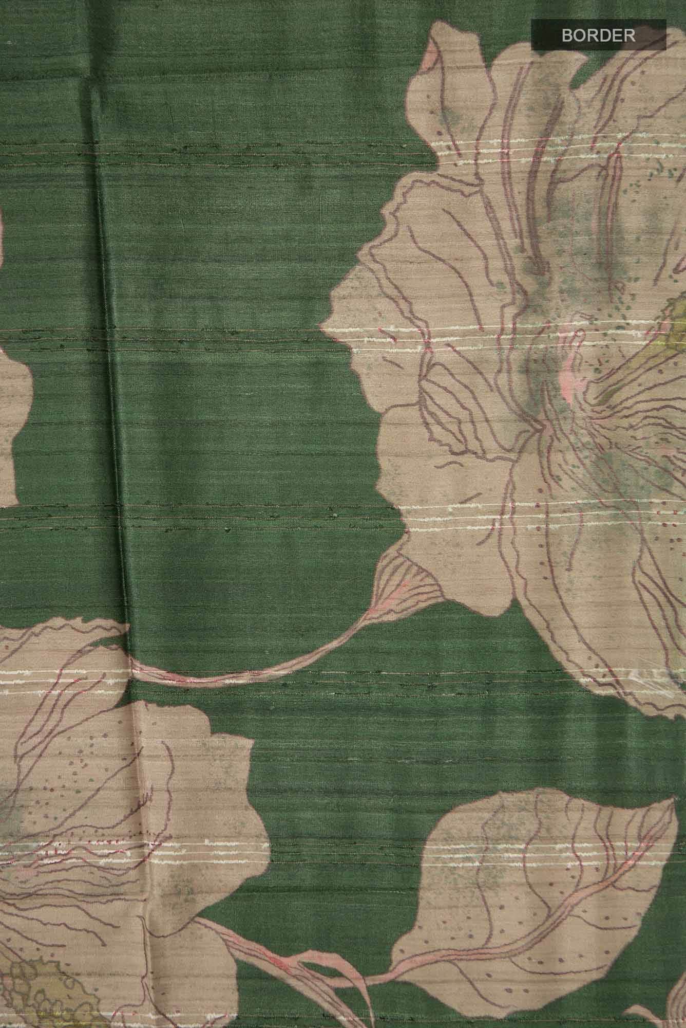 Green Bhagalpuri Tussar Silk Saree