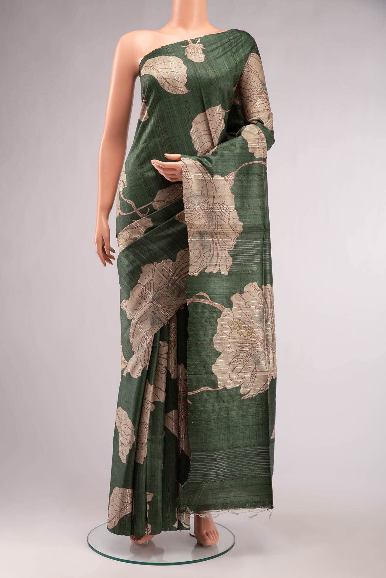 Green Bhagalpuri Tussar Silk Saree