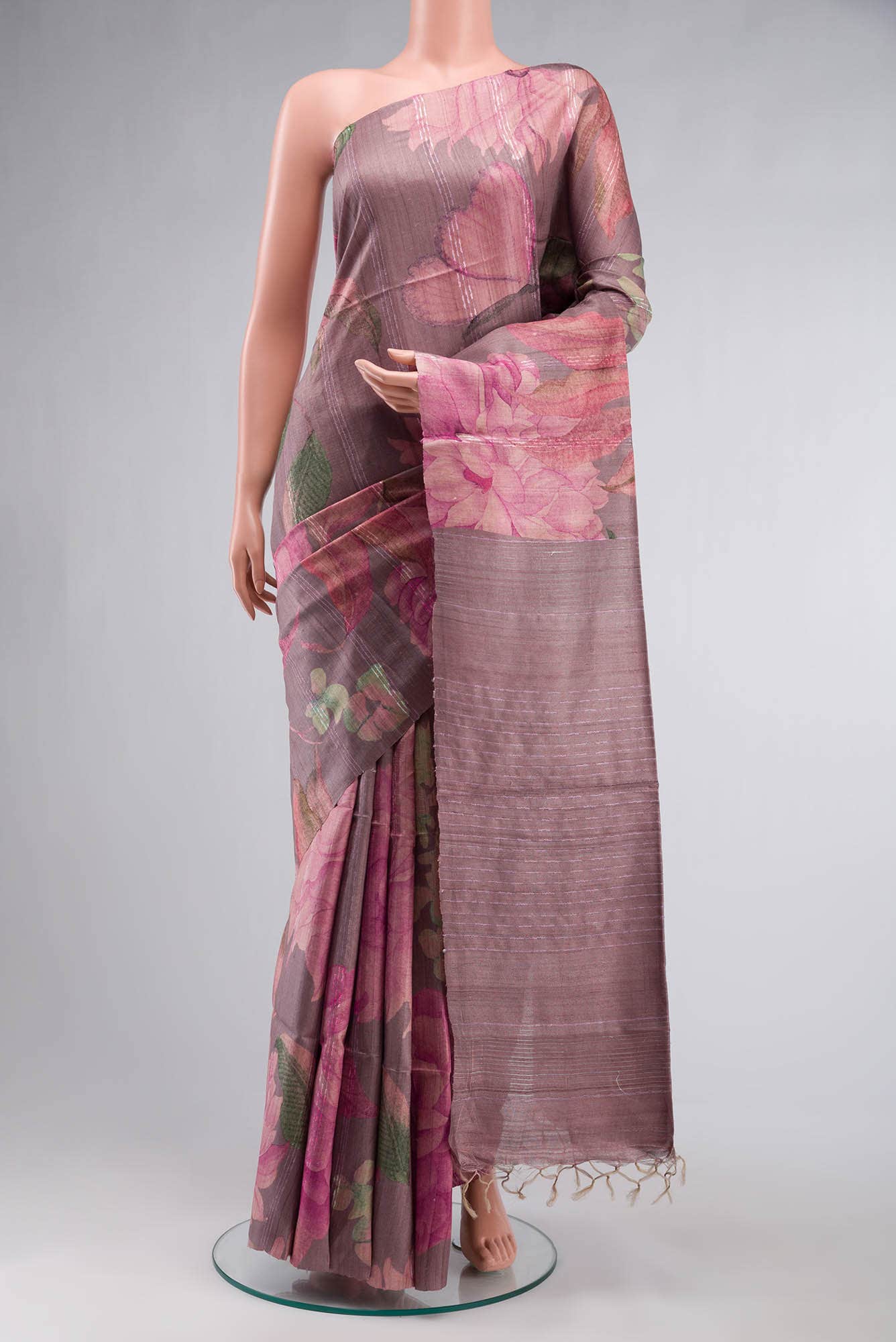 Lavender Bhagalpuri Tussar Silk Saree