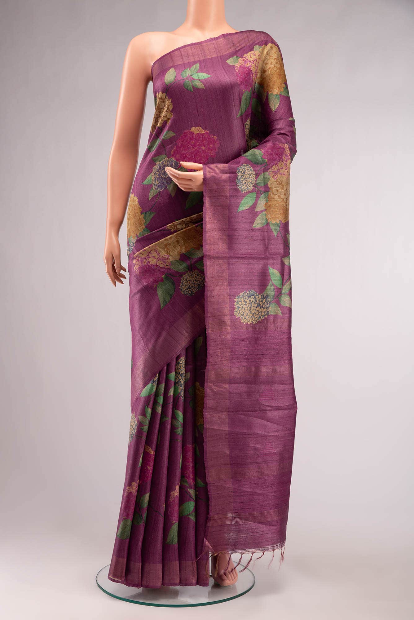 Pink Bhagalpuri Tussar Silk Saree