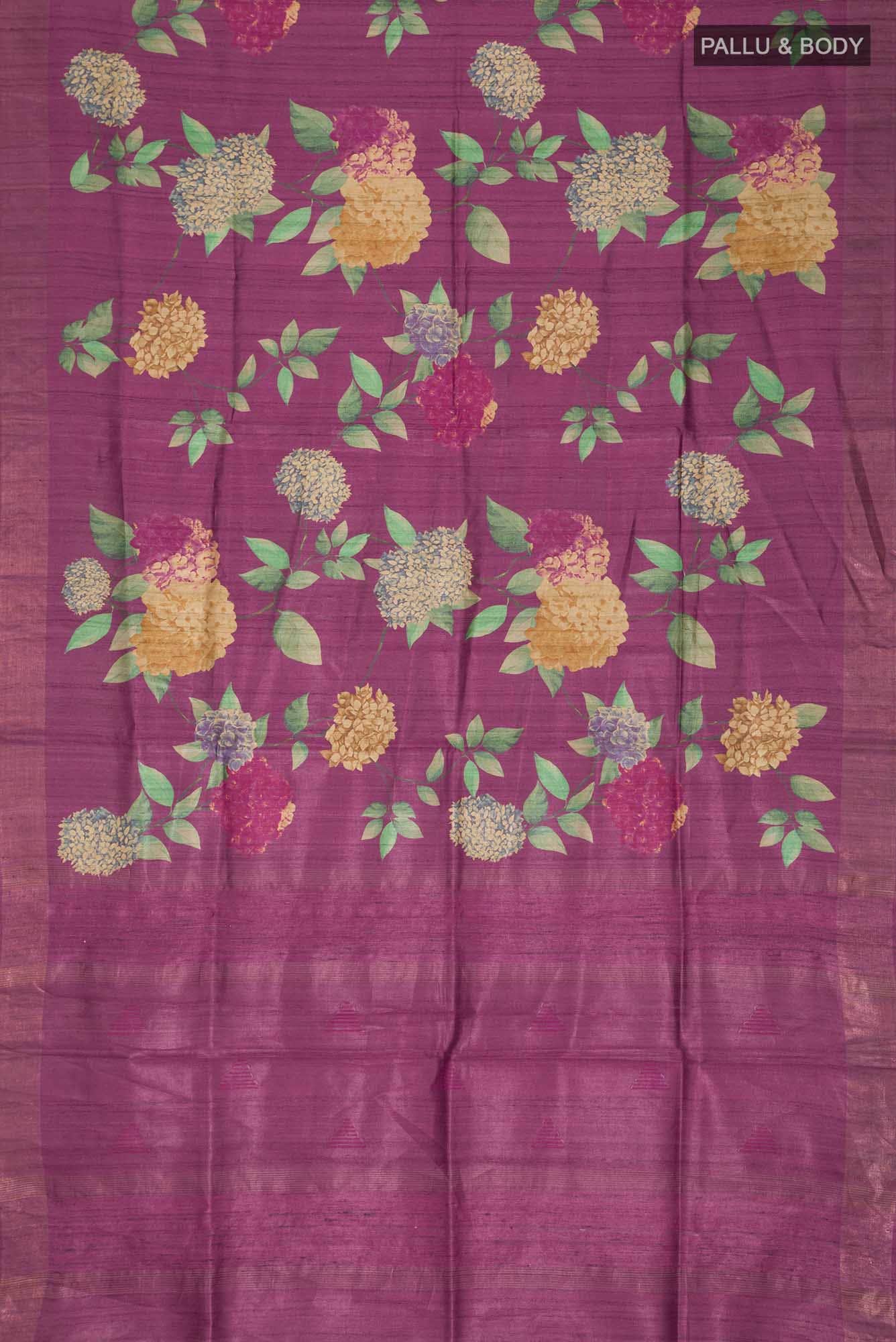 Pink Bhagalpuri Tussar Silk Saree