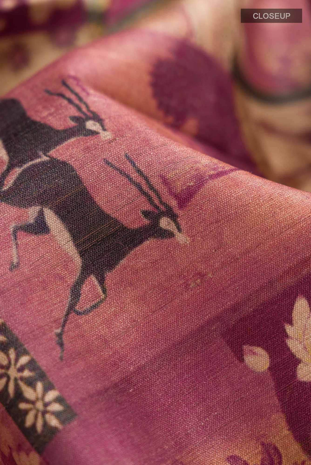 Pink Bhagalpuri Tussar Silk Saree
