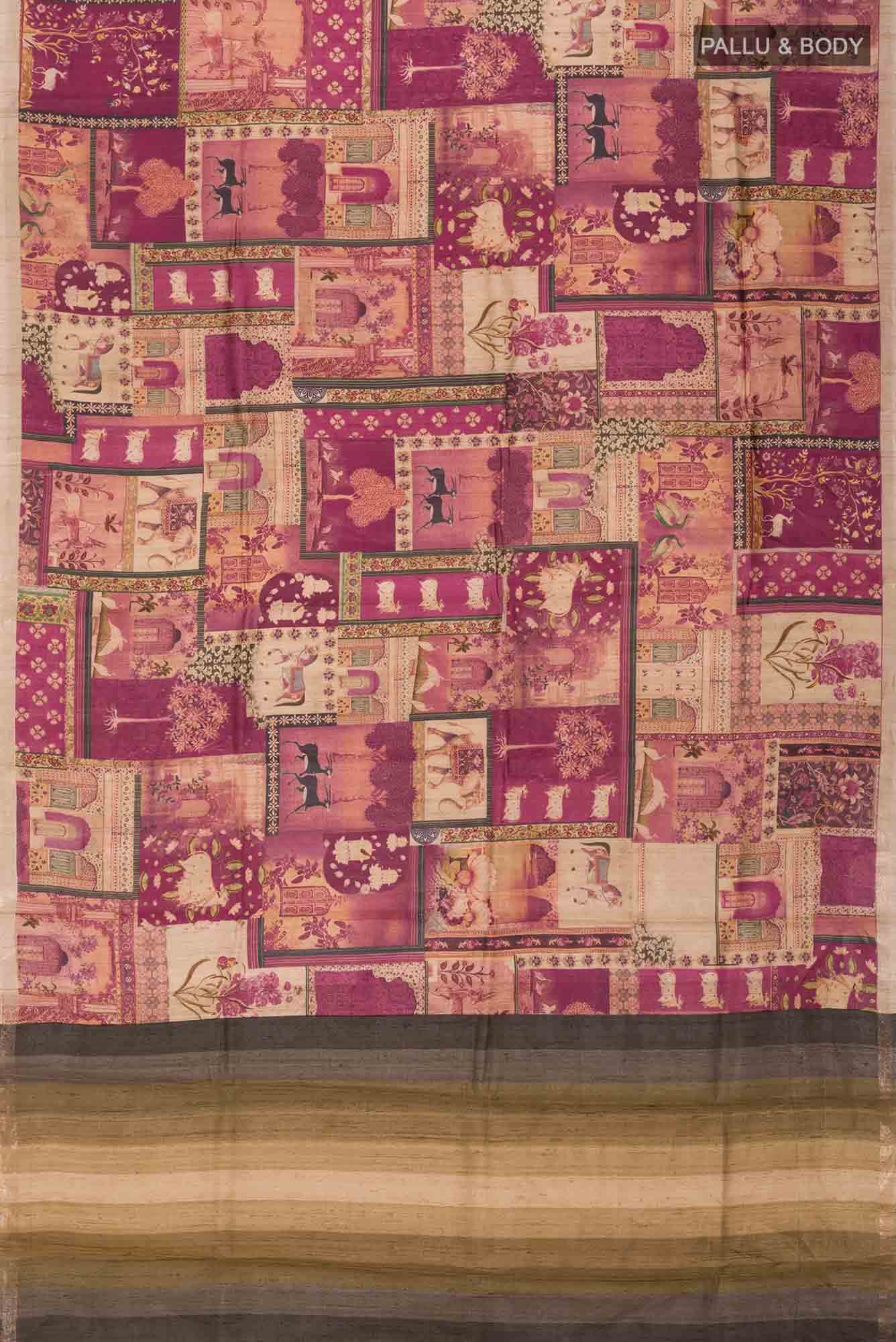 Pink Bhagalpuri Tussar Silk Saree