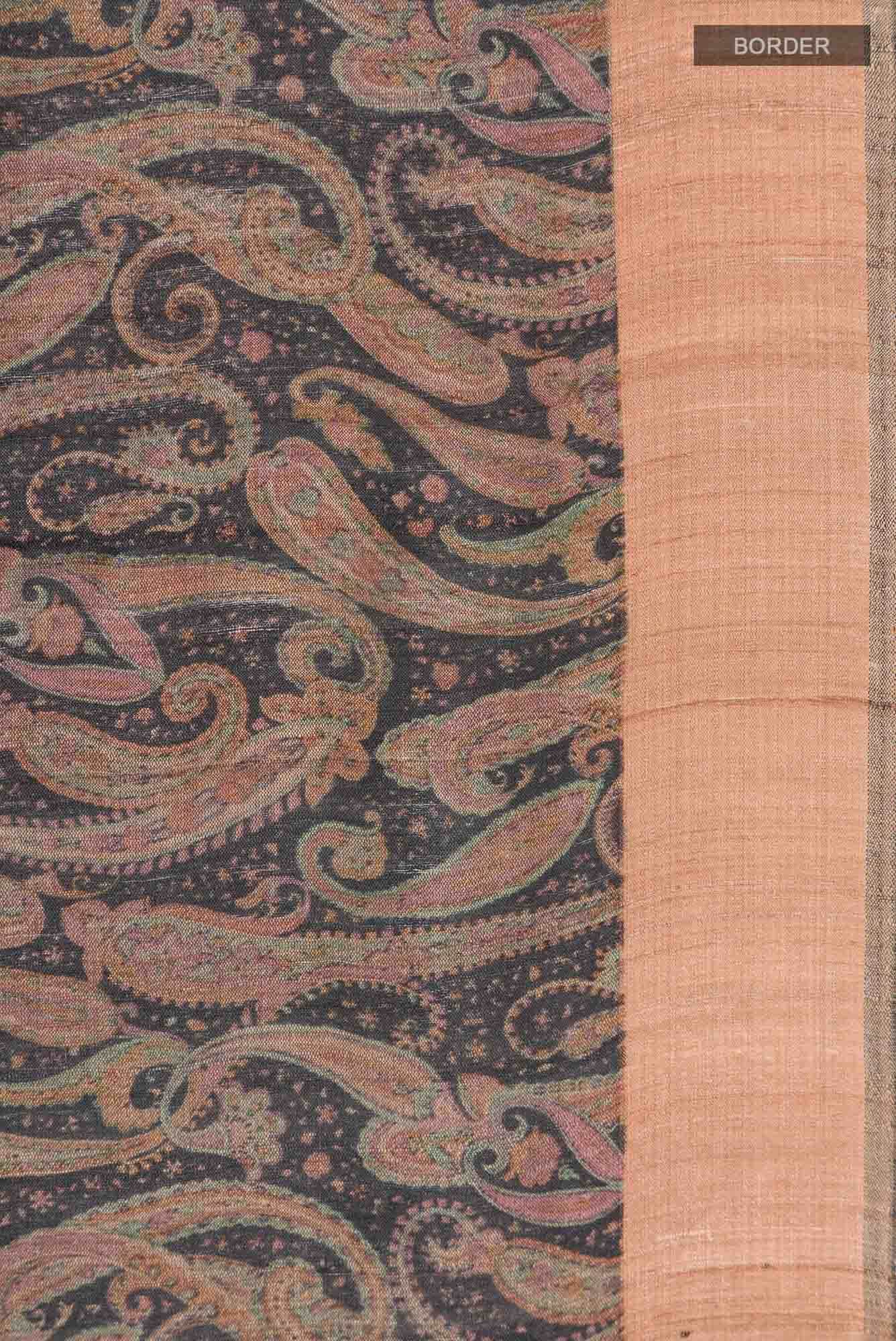 Black Bhagalpuri Tussar Silk Saree
