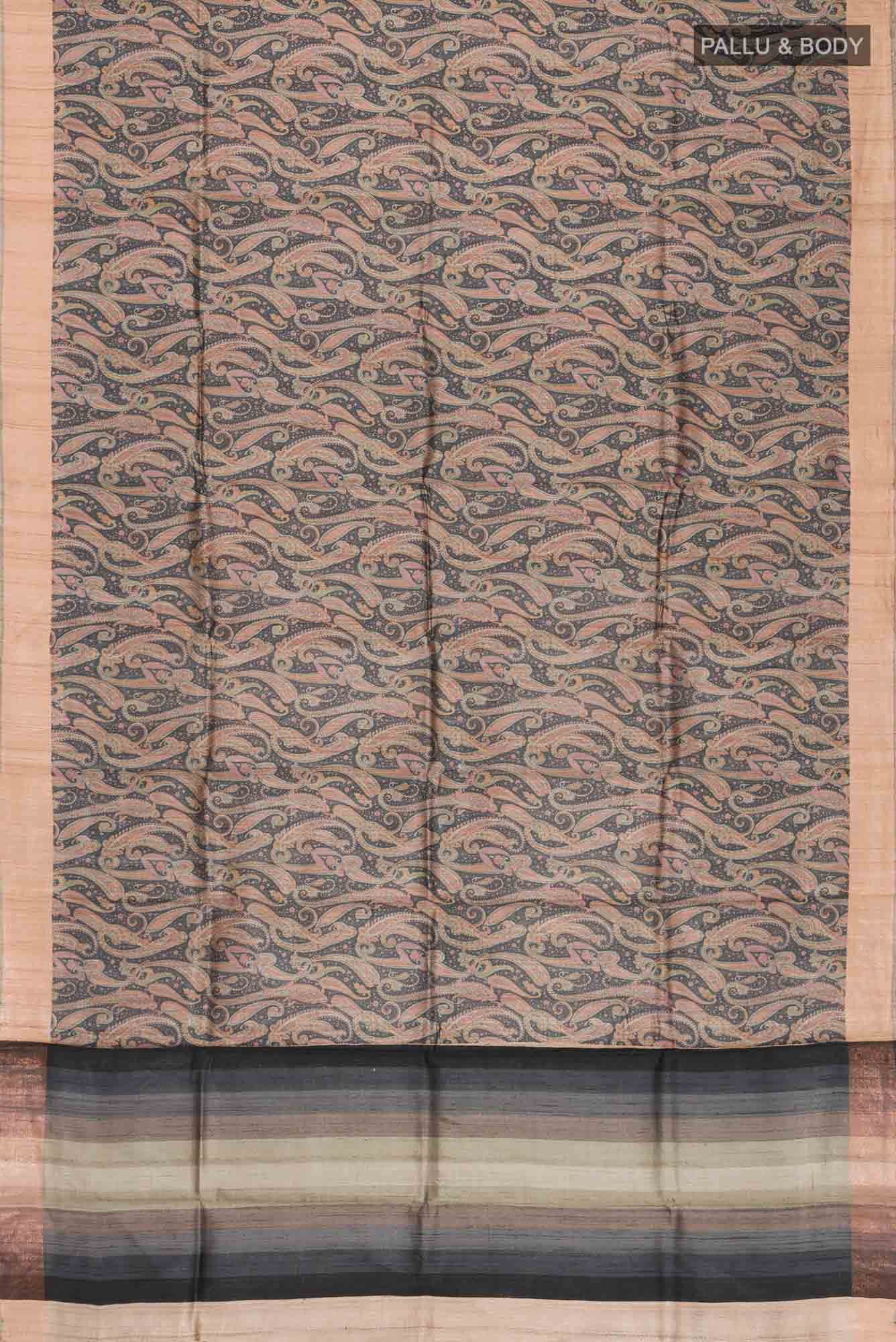 Black Bhagalpuri Tussar Silk Saree