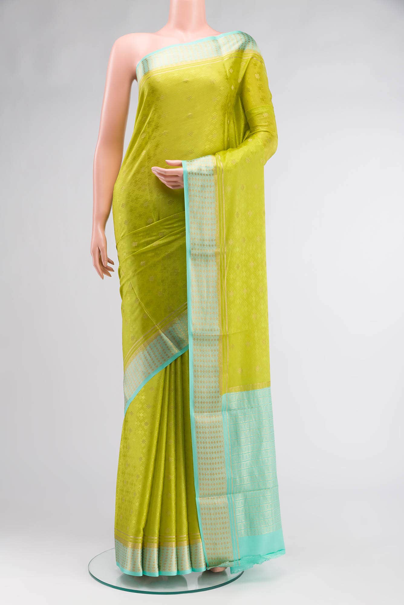Green Mysore Crepe Saree