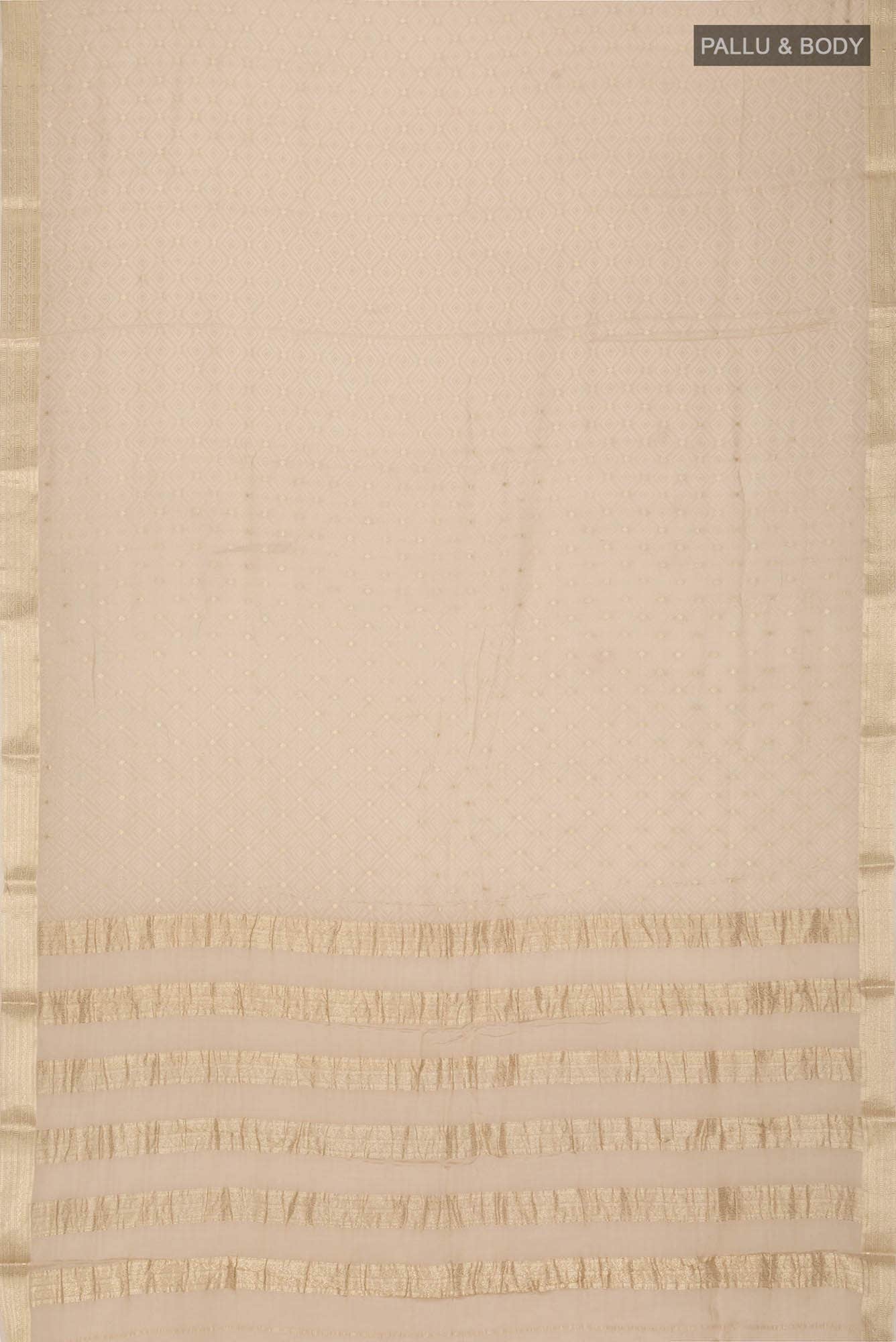 Beige Mysore Crepe Saree