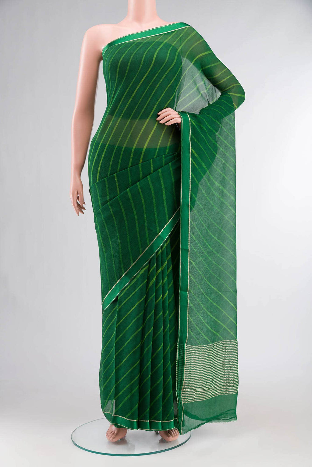 Green Blended Mysore Chiffon Saree