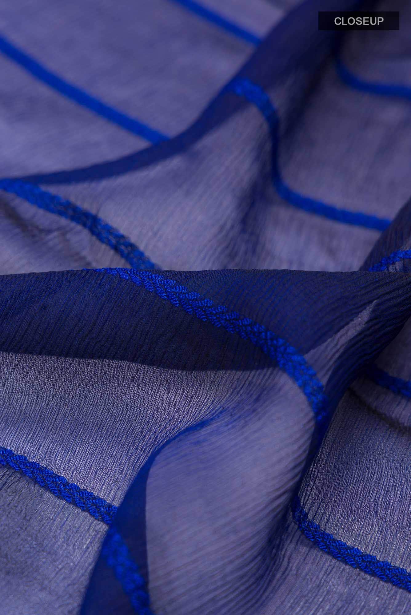 Blue Blended Mysore Chiffon Saree