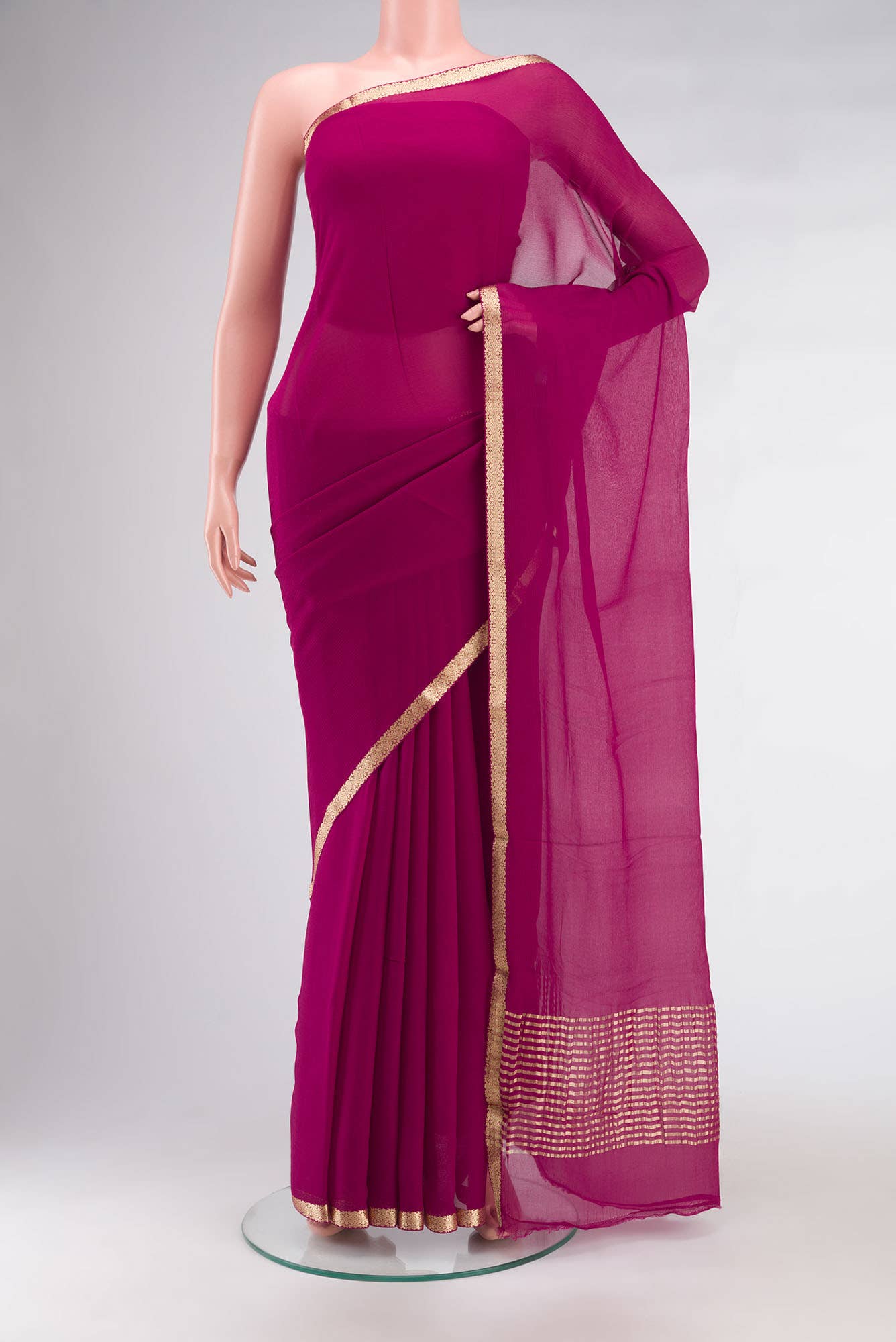Magenta Mysore Chiffon Saree