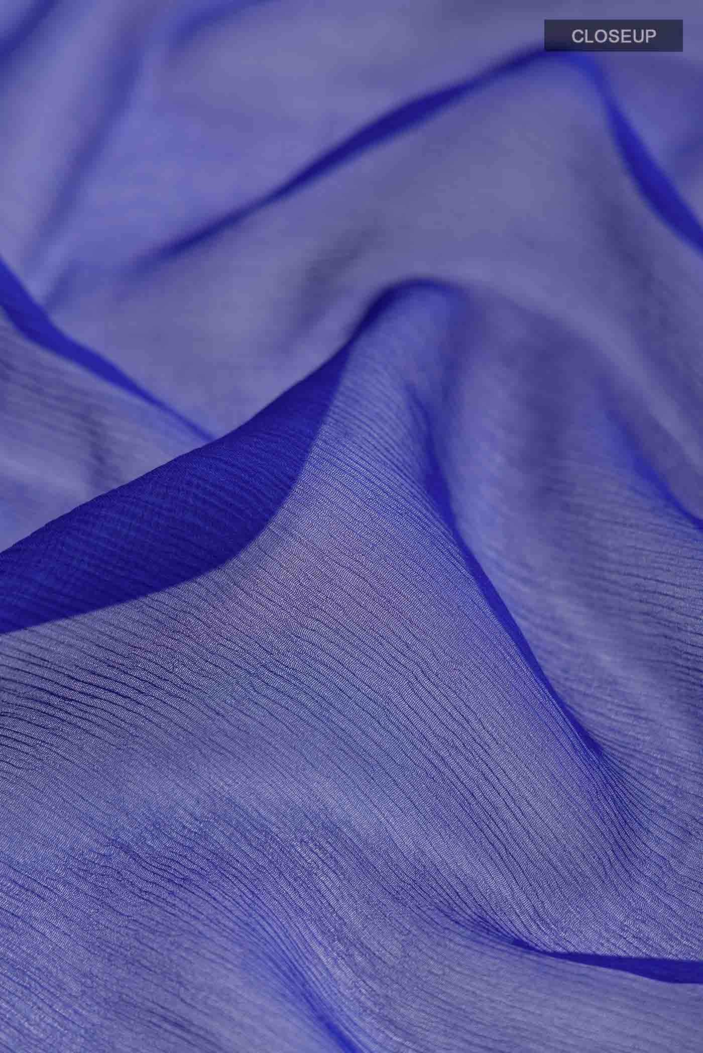 Blue Mysore Chiffon Saree