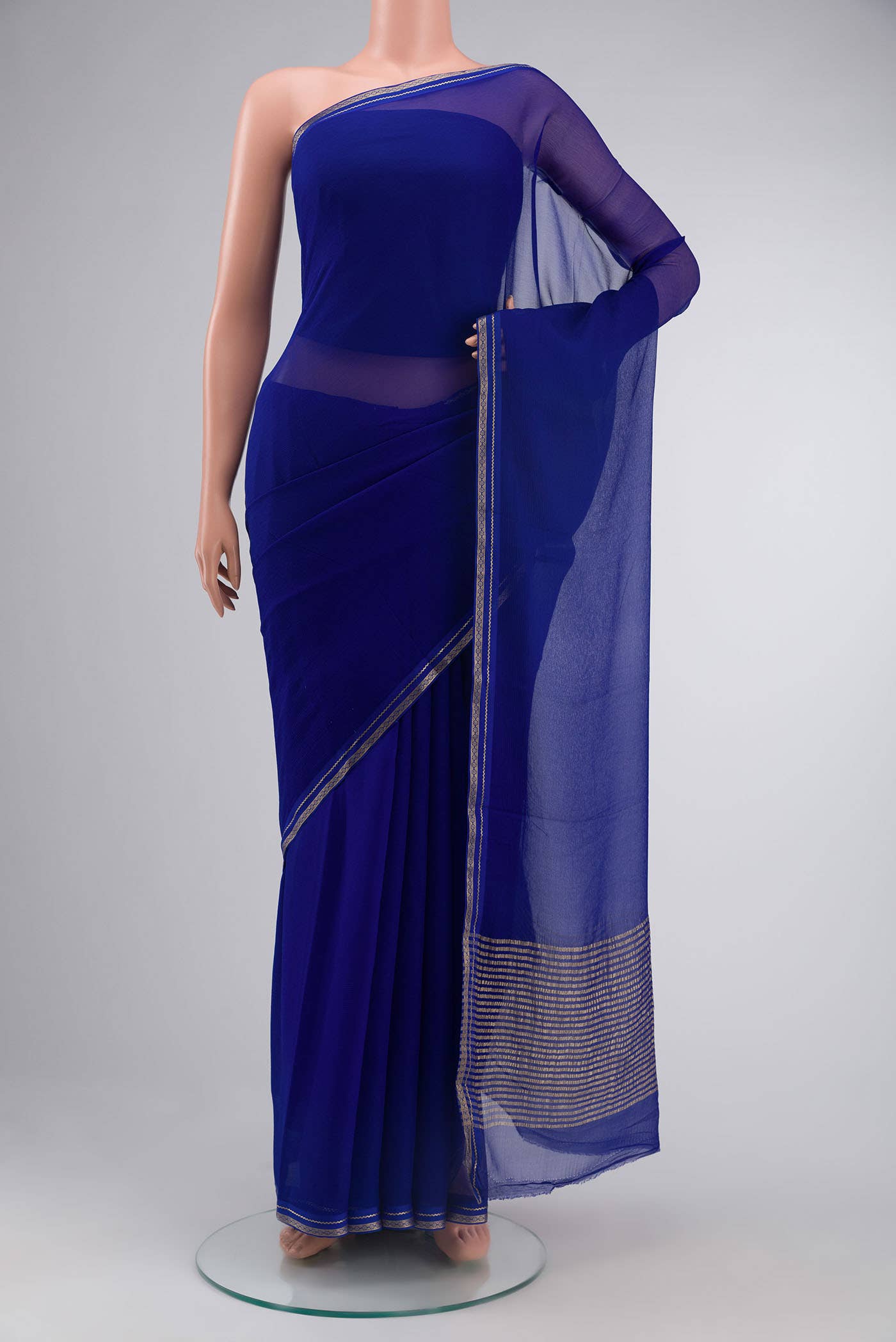 Blue Mysore Chiffon Saree