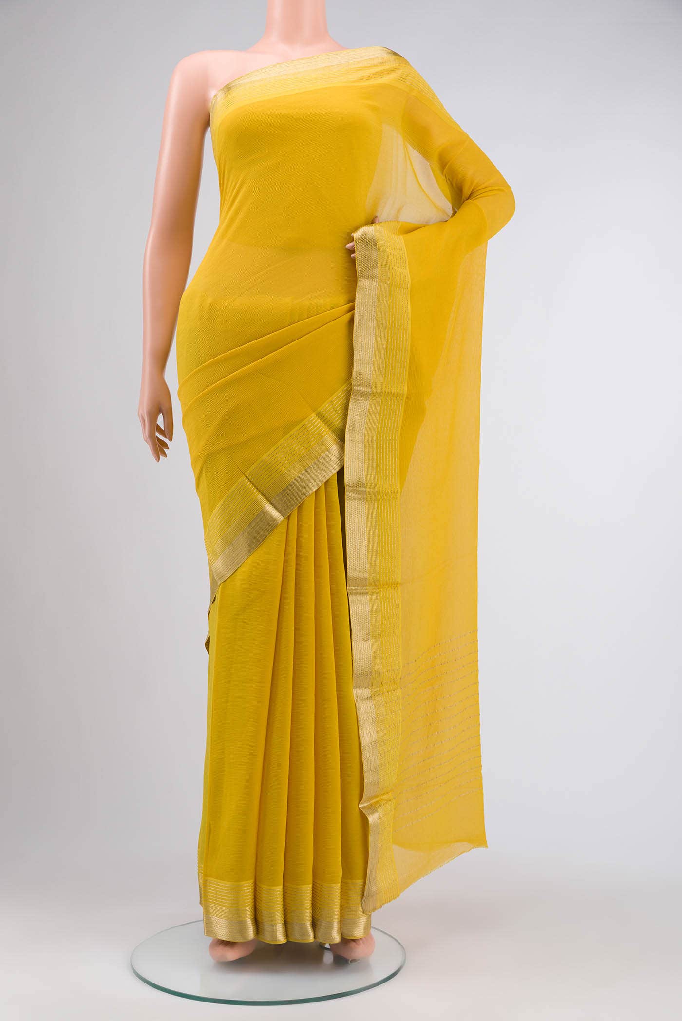 Yellow Mysore Chiffon Saree