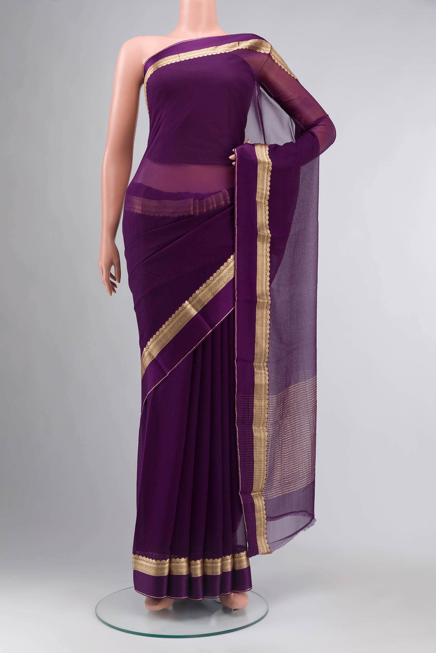 Violet Mysore Chiffon Saree