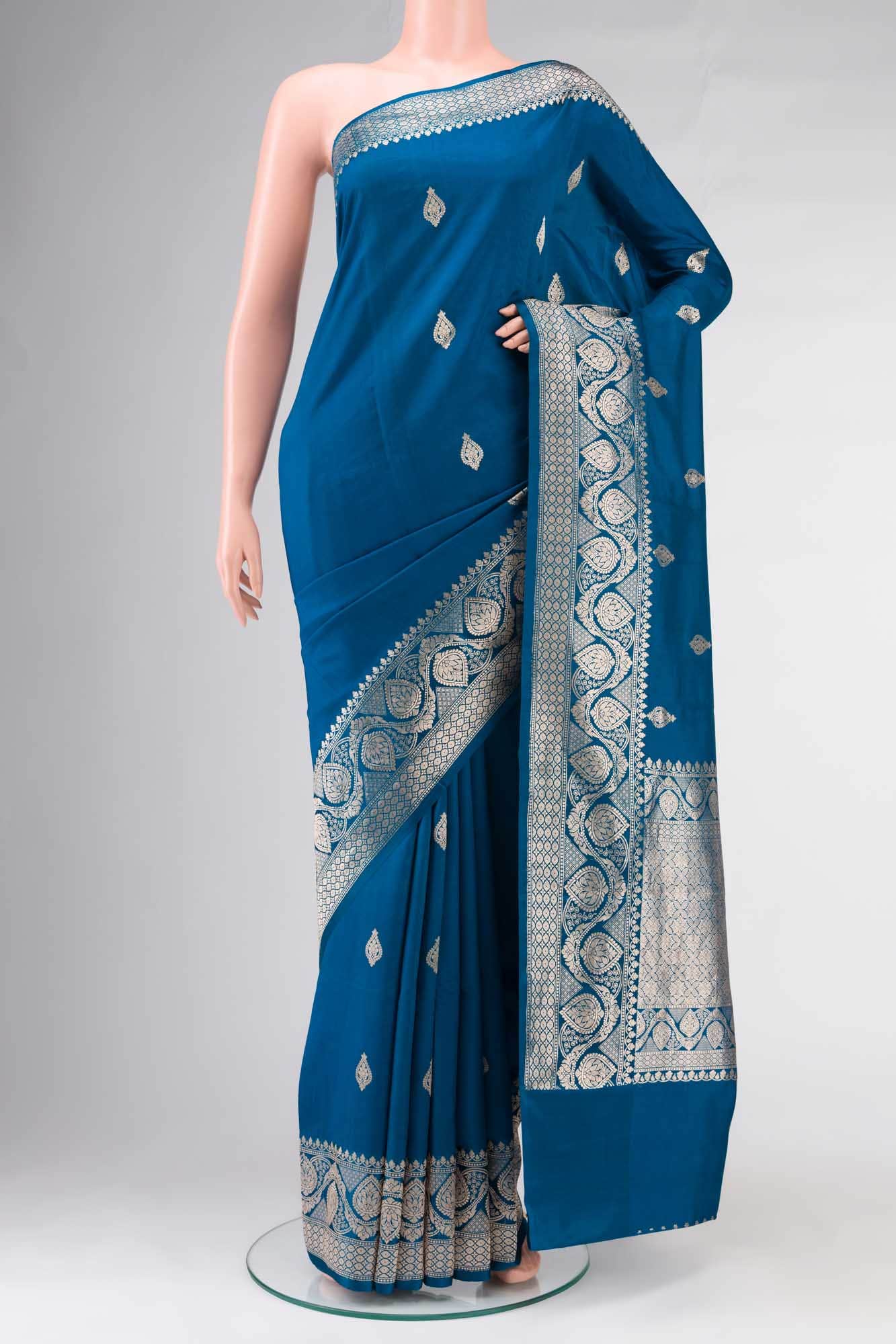 Blue Banarasi Katan Silk Saree