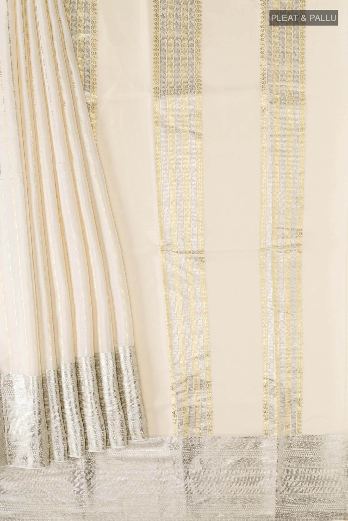 Cream Mysore Crepe Saree