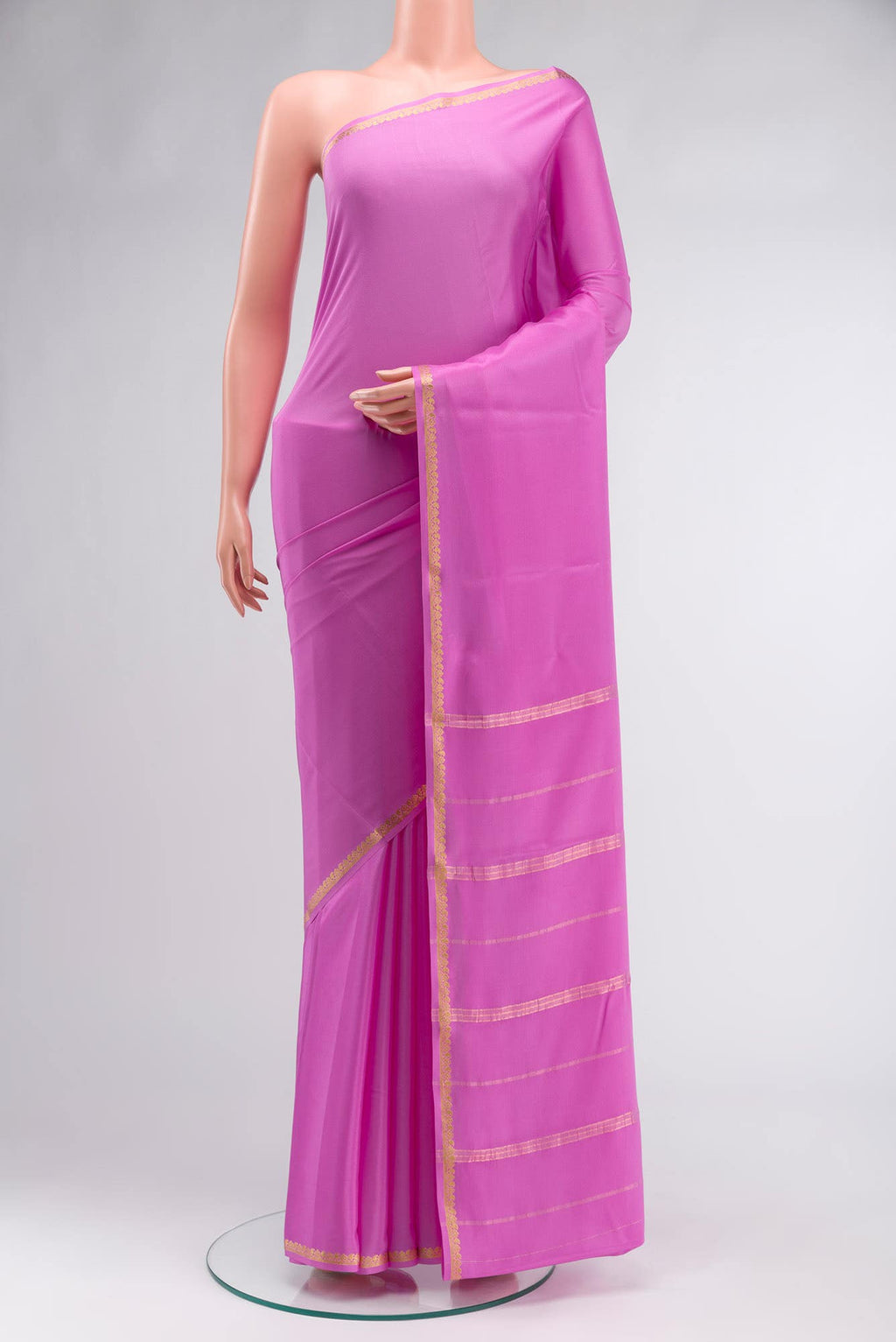 Rose pink Mysore Crepe Saree