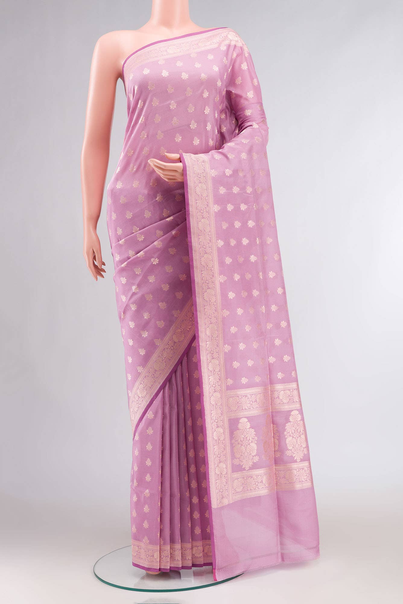 Rose Gold Banarasi Silk Saree